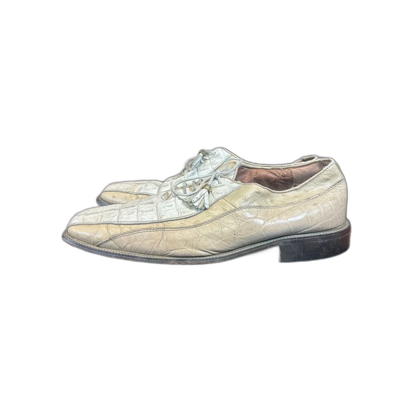 Vintage Marco Vicci Alligator Skin White Oxford Dress Shoe Square To Size US 11 / EU 44 - 6 Thumbnail
