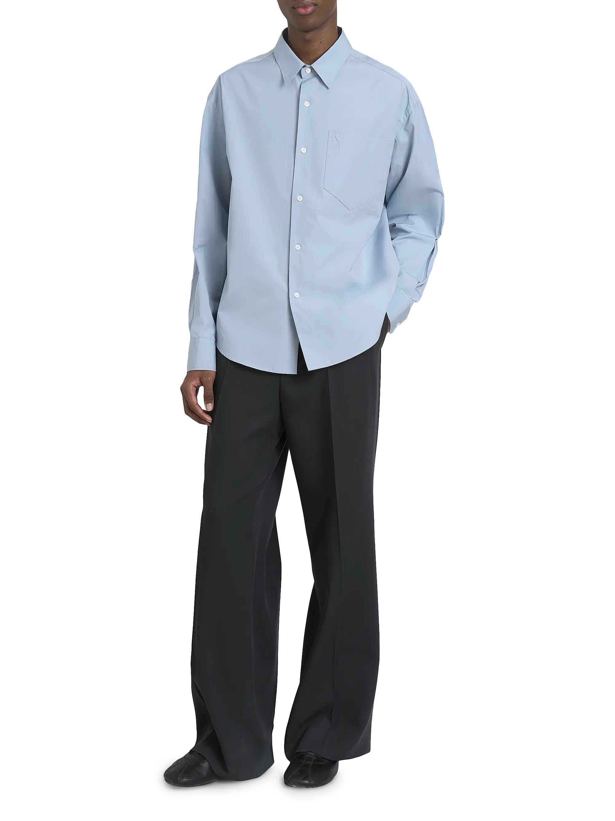AMI os11x0226 Embossed Ami De Coeur Boxy Shirt in Blue Size US S / EU 44-46 / 1 - 2 Thumbnail