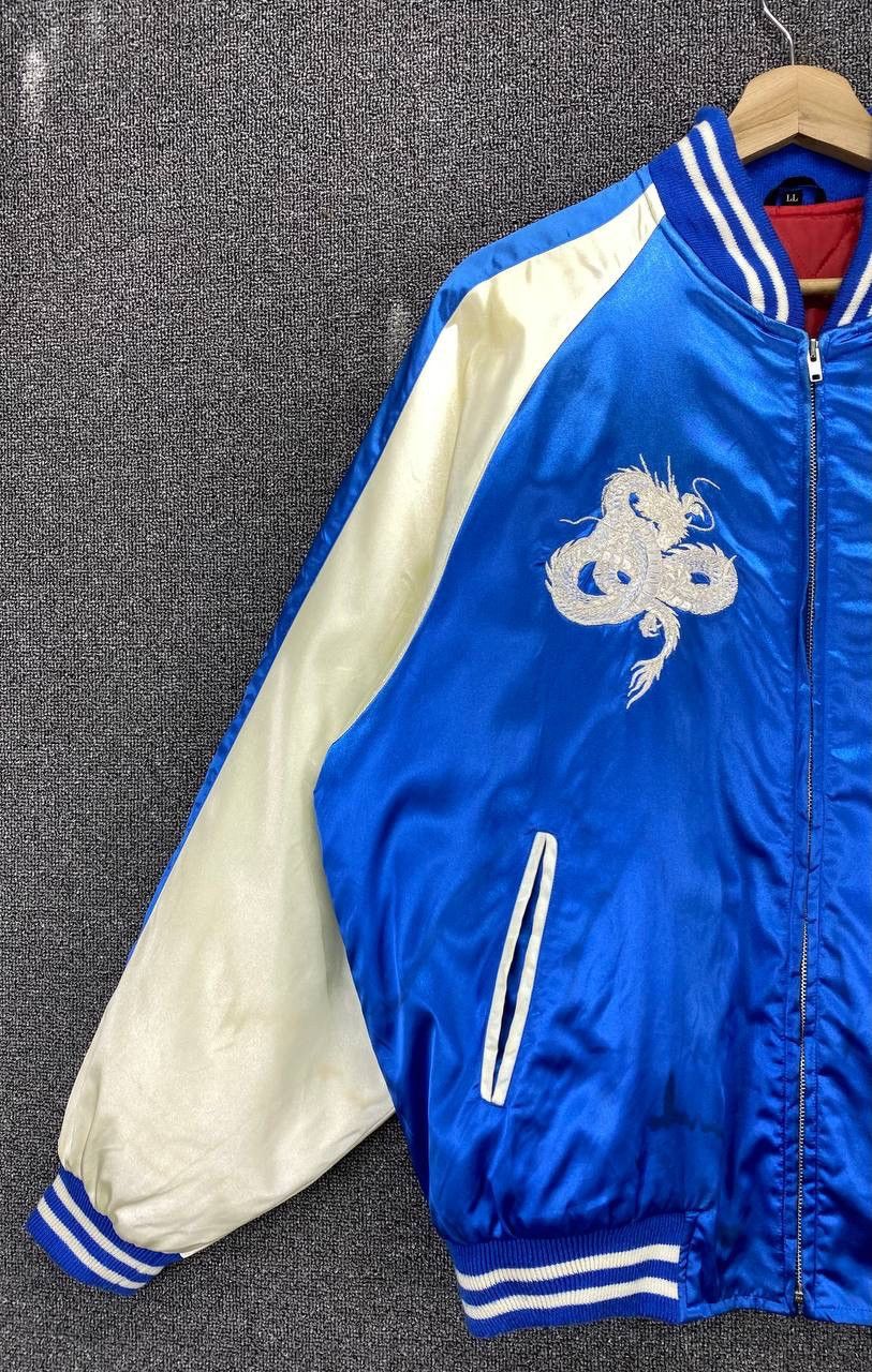 Japanese Brand Vintage 90s Sukajan Dragon Embroidery Varsity Jacket Size US L / EU 52-54 / 3 - 8 Thumbnail