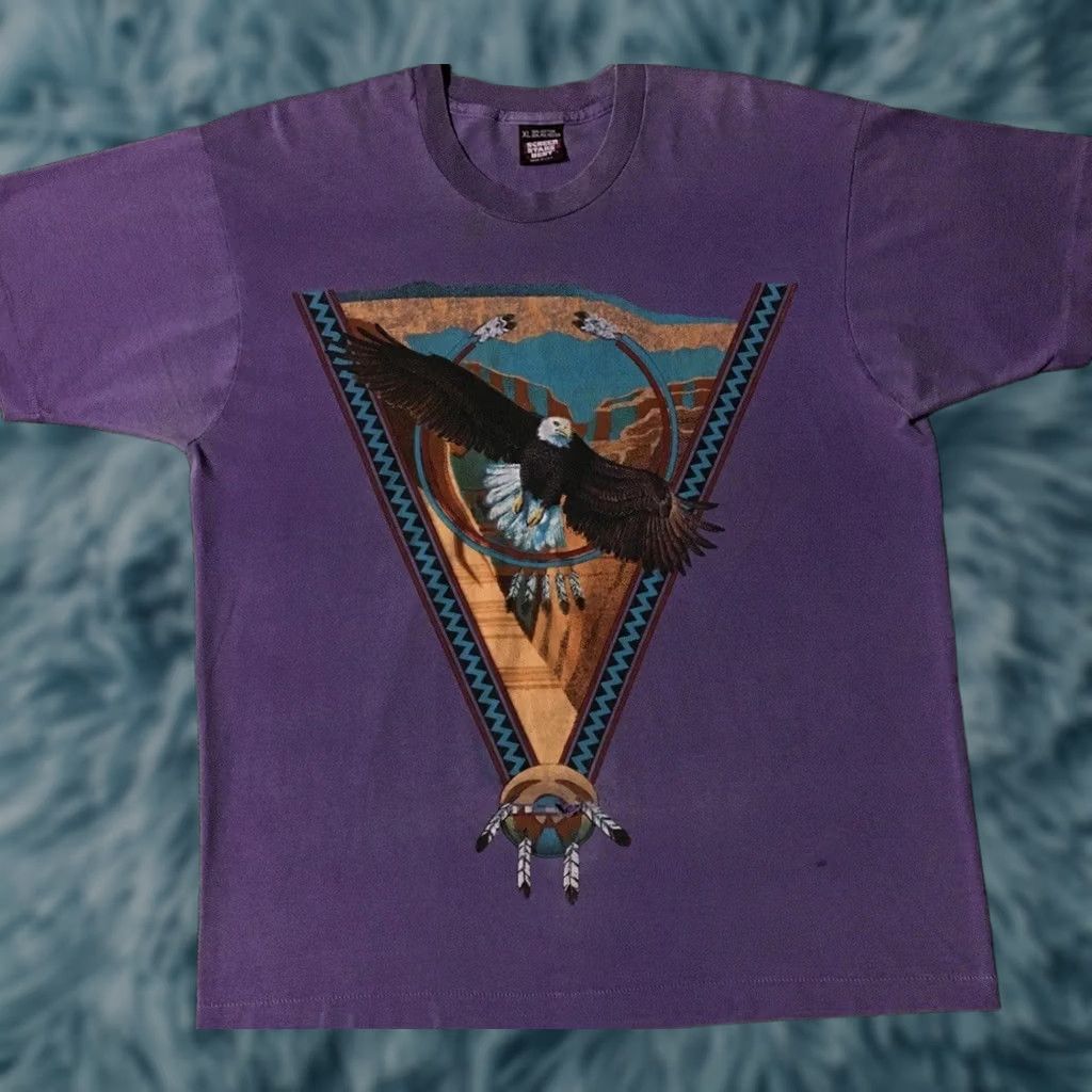 Vintage VINTAGE Eagle Faded Shirt L Mens Purple 90s Harley Davidson Biker Grunge Native Art 80s 70s Innate Retro Rockabilly USA Cotton Graphic Tee Size US L / EU 52-54 / 3 - 1 Thumbnail