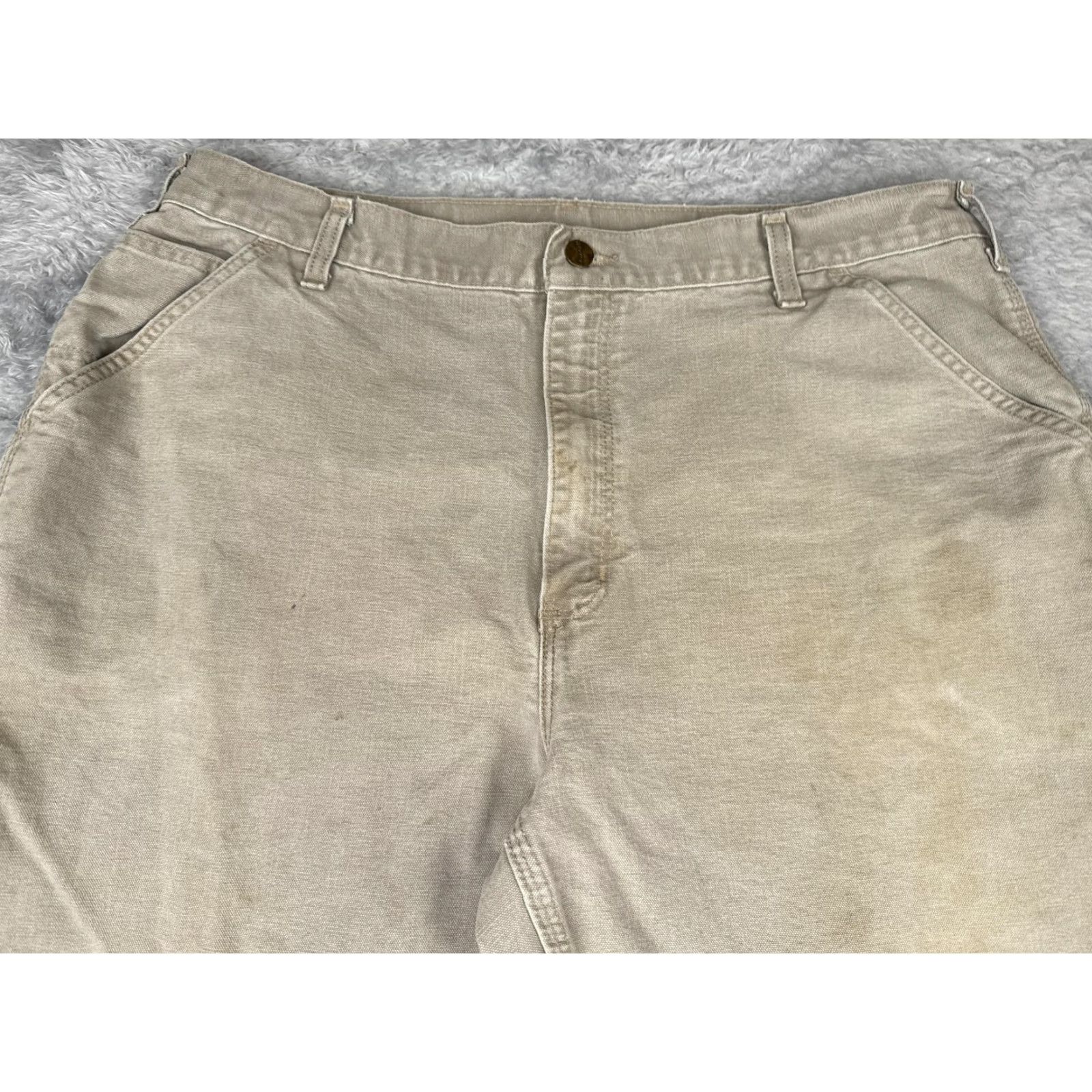 Carhartt Carhartt Pants Mens 40x32 Tan Washed Duck Dungaree Workwear Hammer Loop Carpenter 5-Pocket Logo USA Size US 40 / EU 56 - 4 Thumbnail