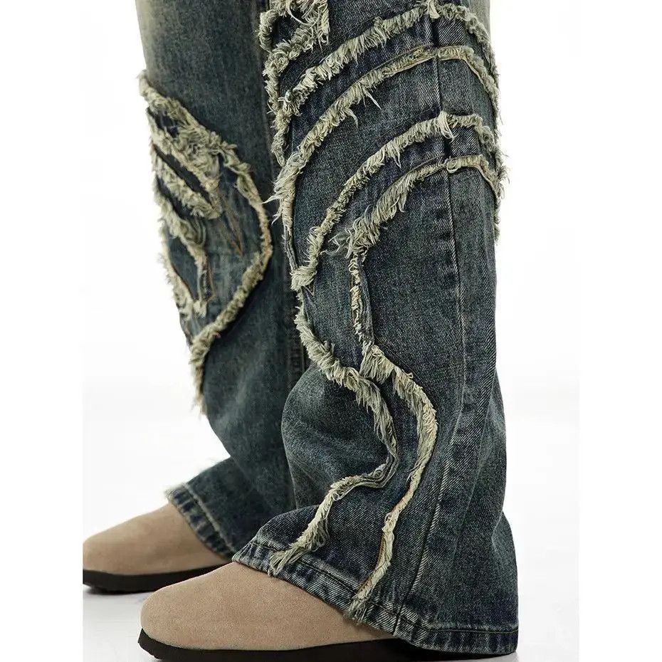 Japanese Brand Vintage Blue Graphic Splicing Baggy Jeans Size US 32 / EU 48 - 5 Thumbnail