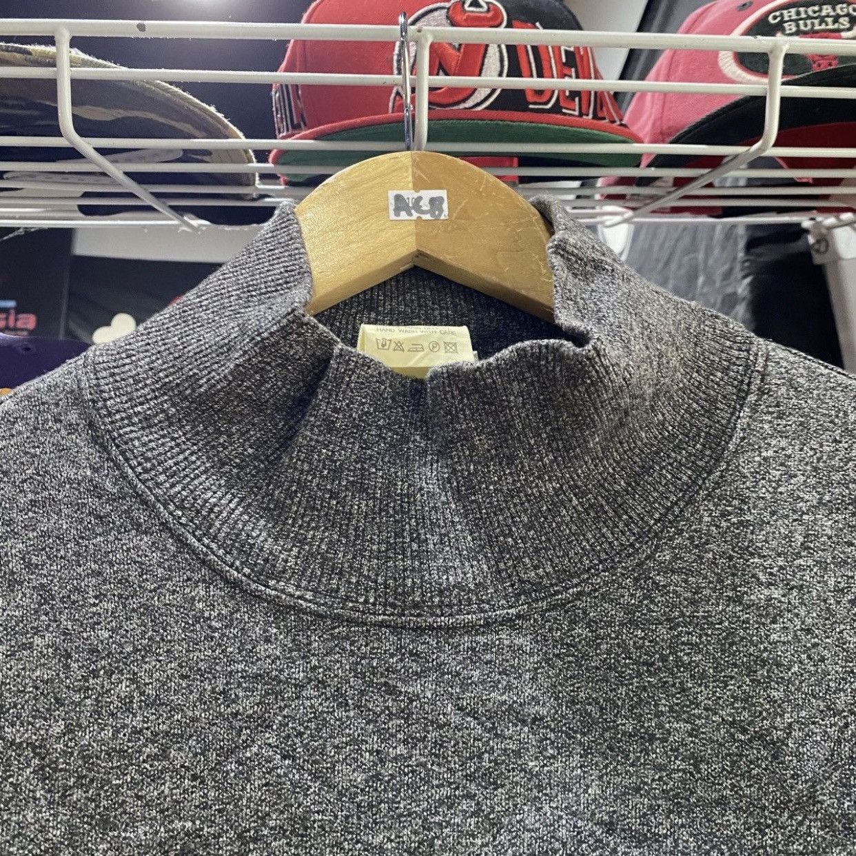 agnes b. Vintage Agnès B. Homme Charcoal Mock Neck Knit Long Sleeve Size US M / EU 48-50 / 2 - 4 Thumbnail