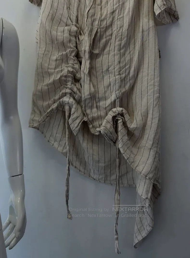 Yohji Yamamoto Yohji Yamamoto size 3 04SS Show Hemp Stripe Drawstring Roll Size L / US 10 / IT 46 - 6 Thumbnail