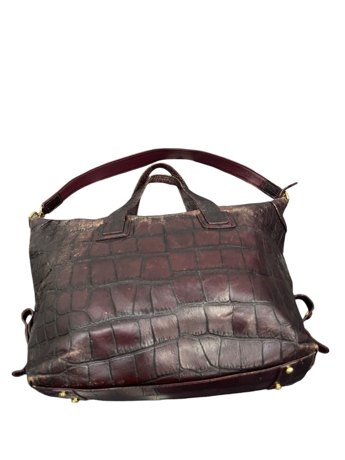 Genuine Leather Crocodile Embossed Patina Leather Jewels Shoulder Bag 1🟩1 Size ONE SIZE - 11 Thumbnail