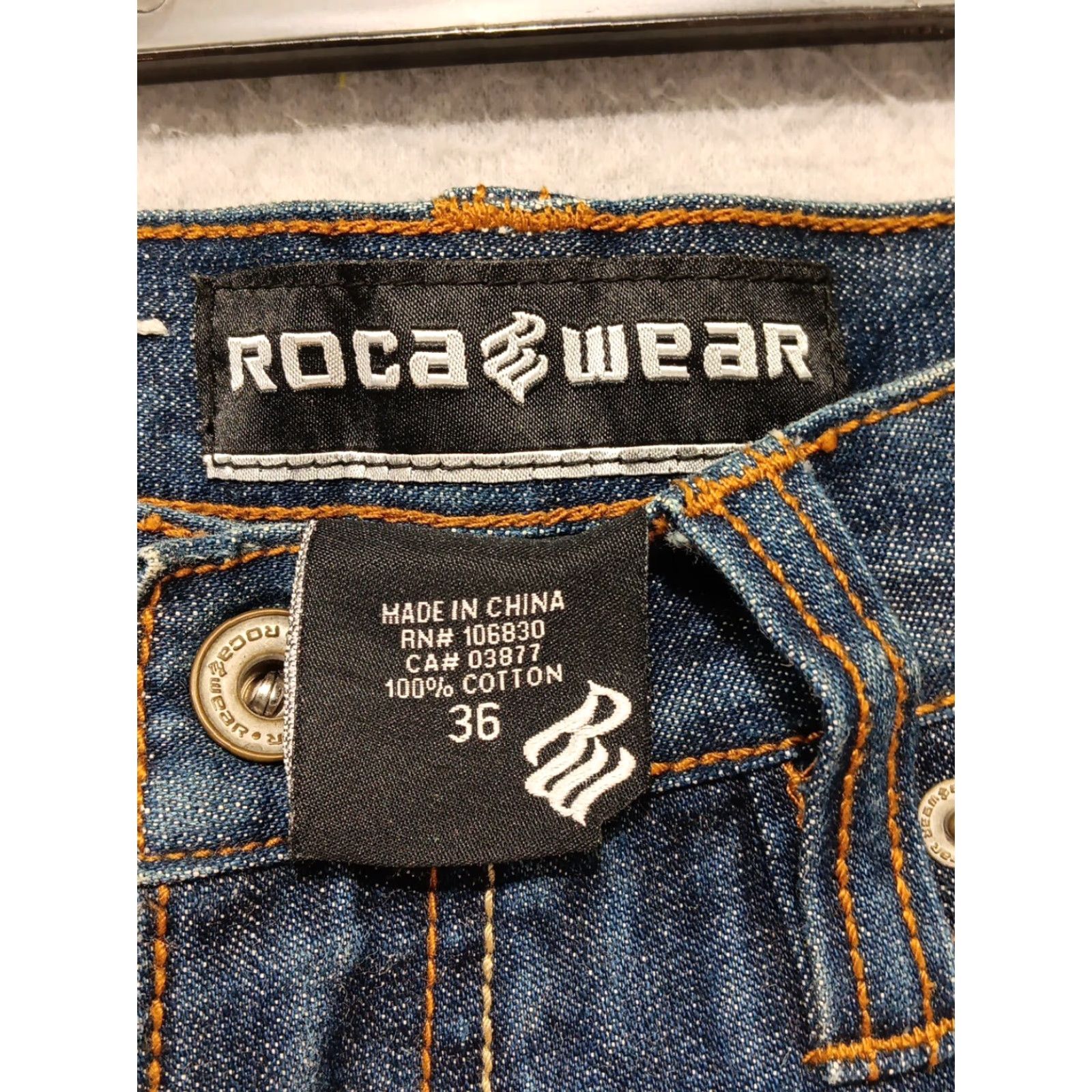 Rocawear VINTAGE Rocawear Jeans Pants 36x30 Blue Denim Hip Hop Baggy Embroidered Rocawear Jeans 90s Y2k Streetwear Mens jeans Size US 36 / EU 52 - 3 Thumbnail
