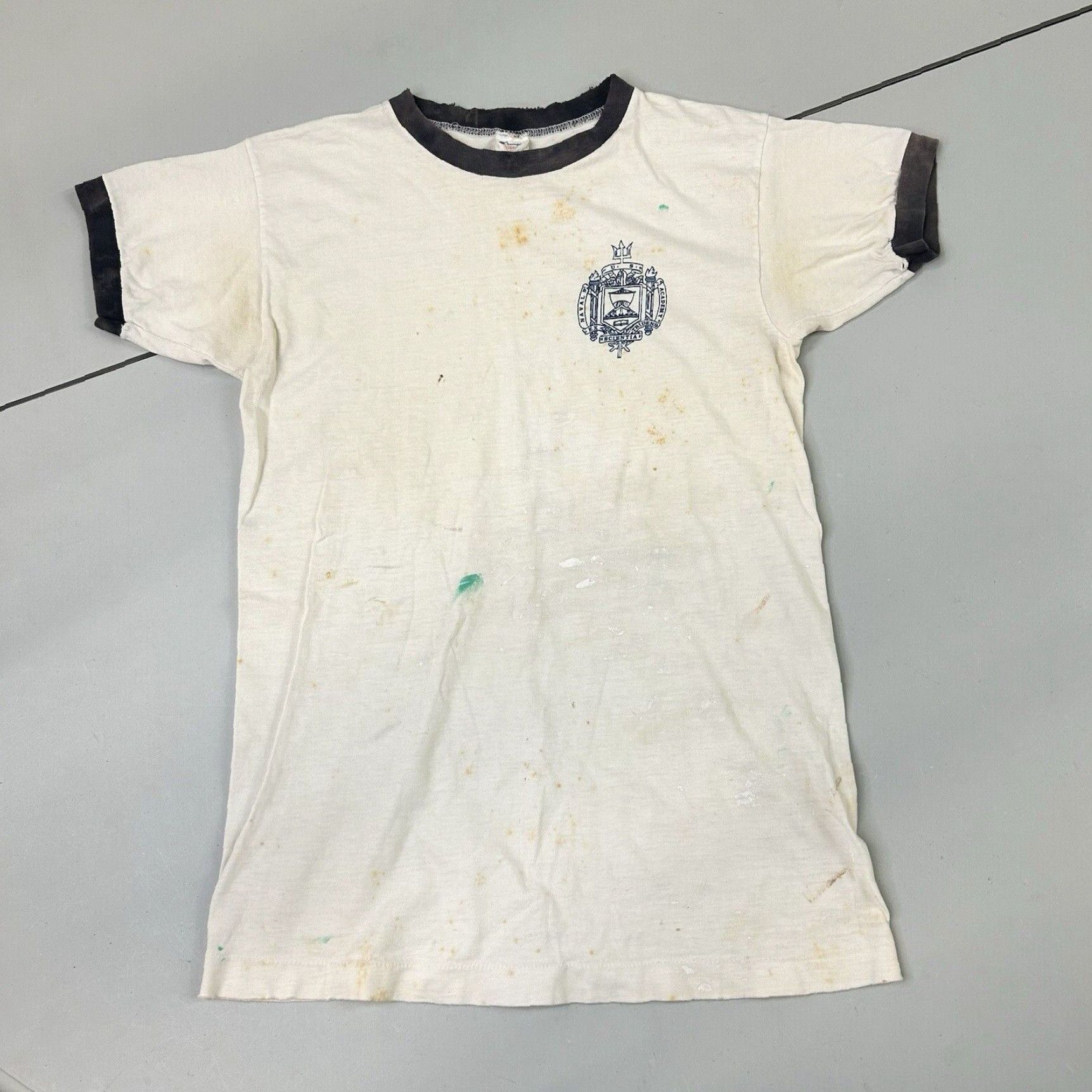 Champion Authentic Naval Academy Vintage Distressed Vtg True White 