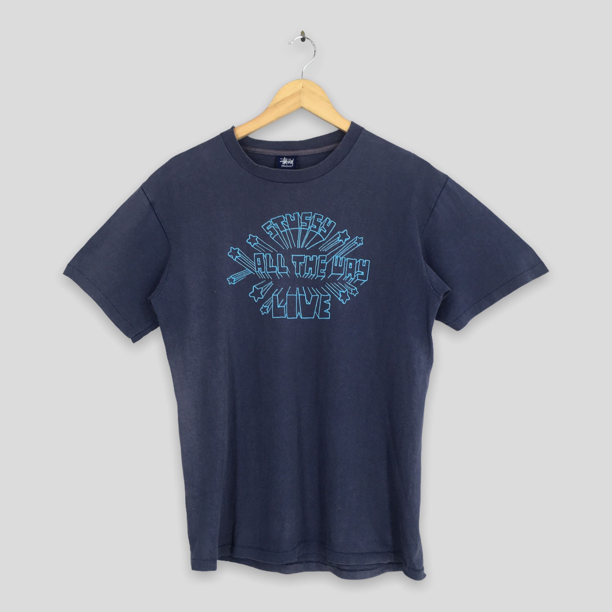Stussy × Vintage Vintage 90's Stussy All The Way Live Blue T shirt Medium Size US M / EU 48-50 / 2 - 1 Thumbnail