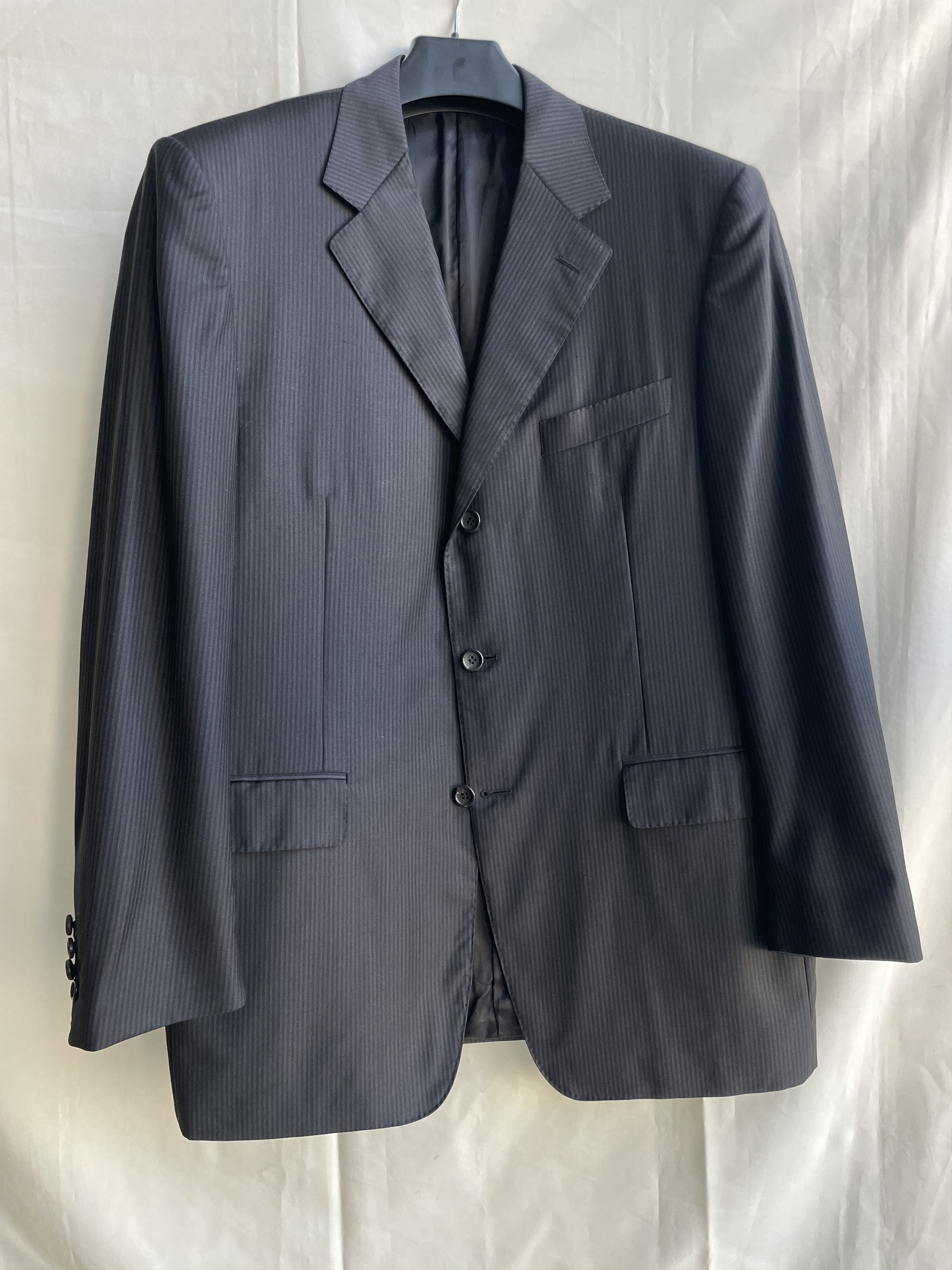 Canali Canali Striped Black/Navy Wool Suit Jacket Blazer Size 42R - 1 Thumbnail