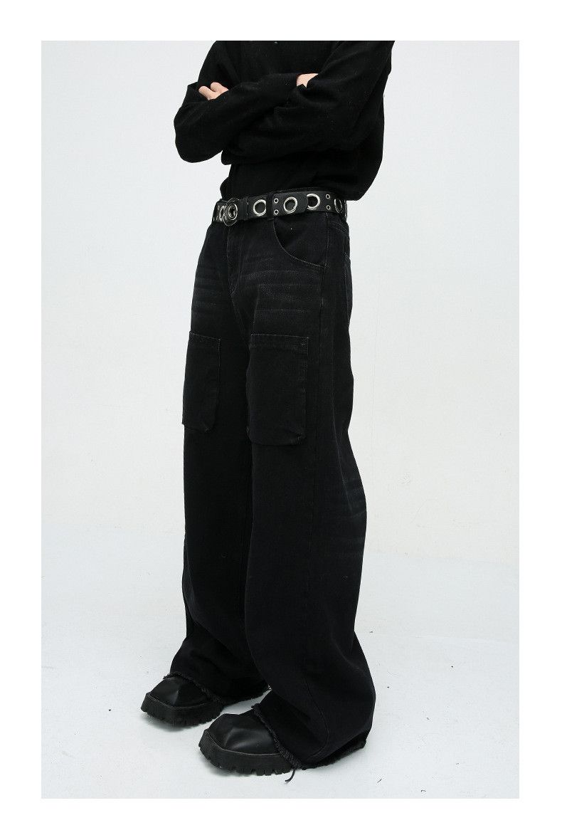 Japanese Brand × Jean American style loose straight wide leg raw edge jeans Size US 32 / EU 48 - 4 Thumbnail