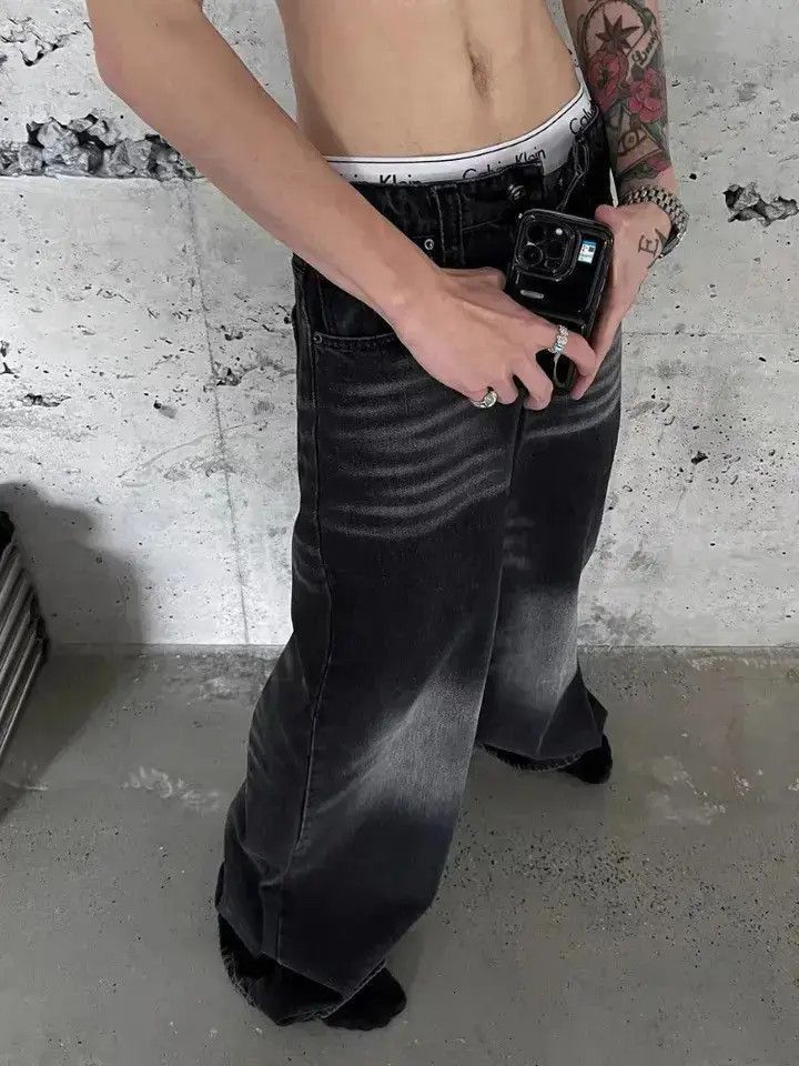 Japanese Brand Baggy Jeans grunge Y2k high waist wide leg pants streetwear Size US 32 / EU 48 - 2 Thumbnail