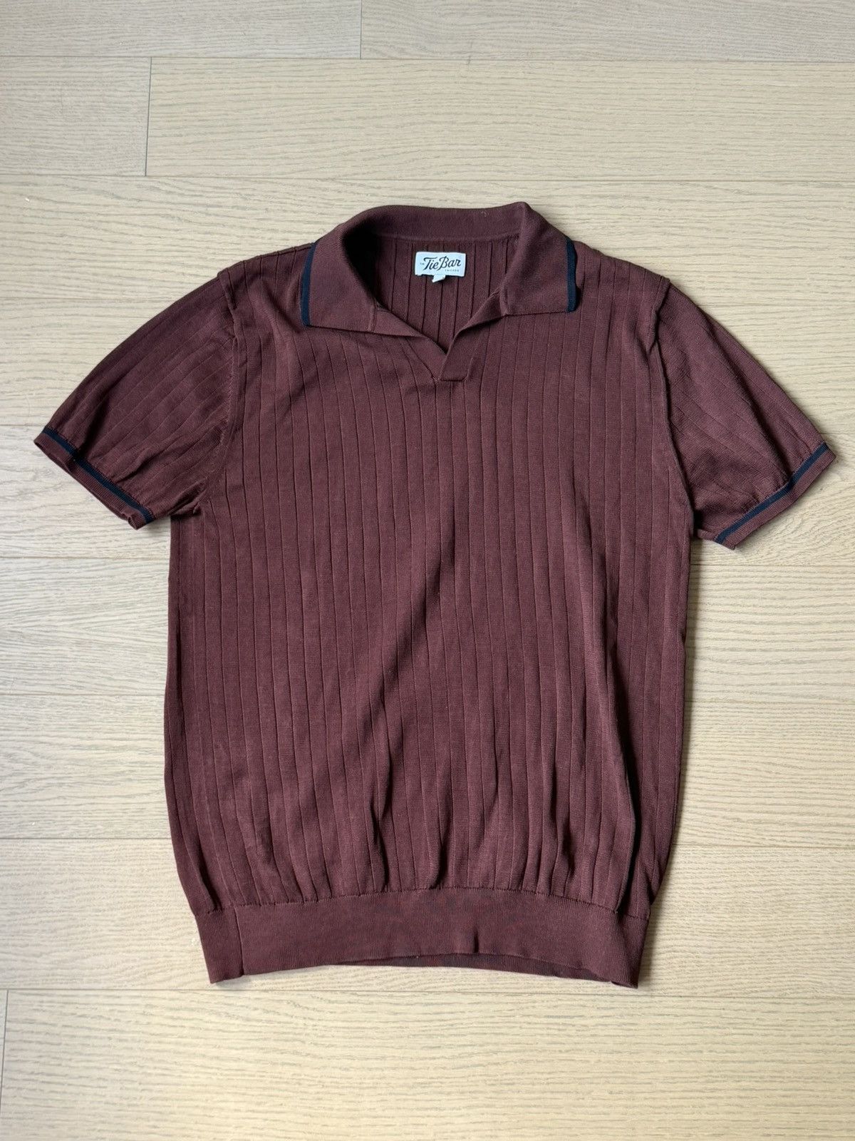 The Tie Bar Burgundy Ribbed Sweater Polo Size US M / EU 48-50 / 2 - 1 Thumbnail