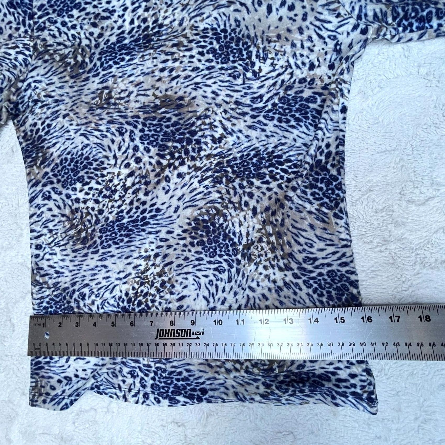 Vintage Leggiadro Womens Top 2 Blue White Animal Print T-Shirt 3/4 Sleeve Stretch Casual Size XS / US 0-2 / IT 36-38 - 4 Thumbnail