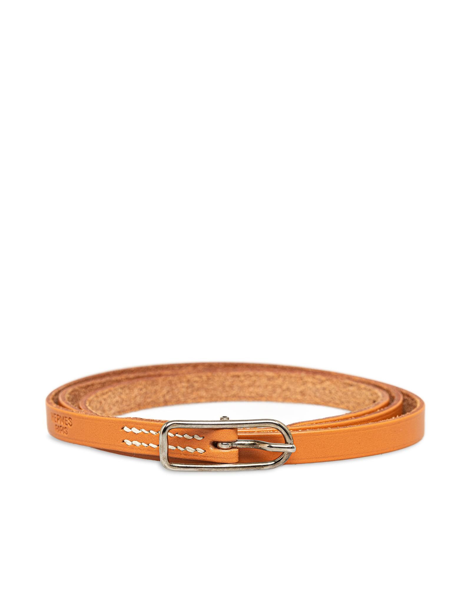 image of Hermes Leather Triple Wrap Bracelet With Metal Buckle Closure in Brown, Women's