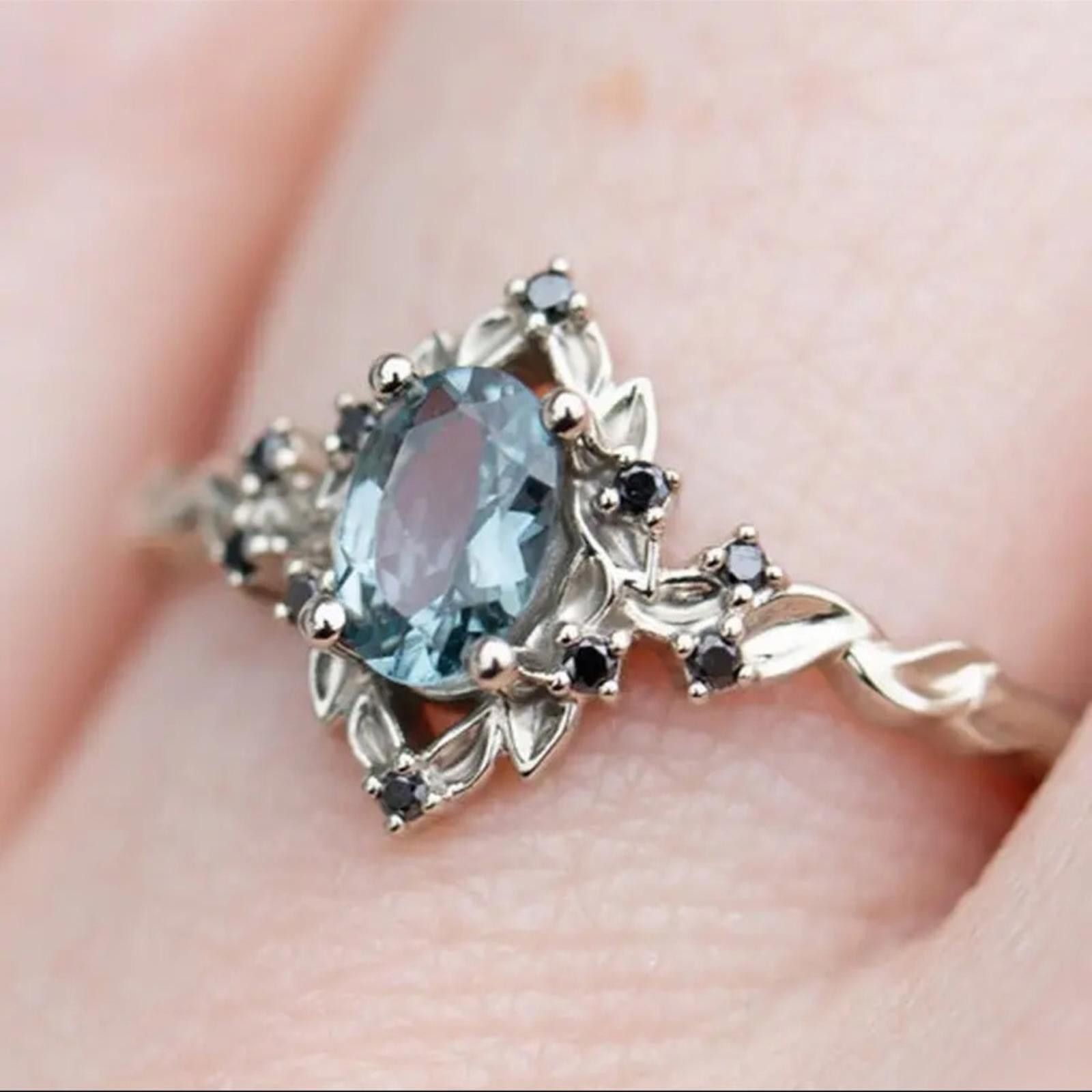 Designer Silver and Blue Gemstone Ring Size 6 NWT Size ONE SIZE - 4 Thumbnail