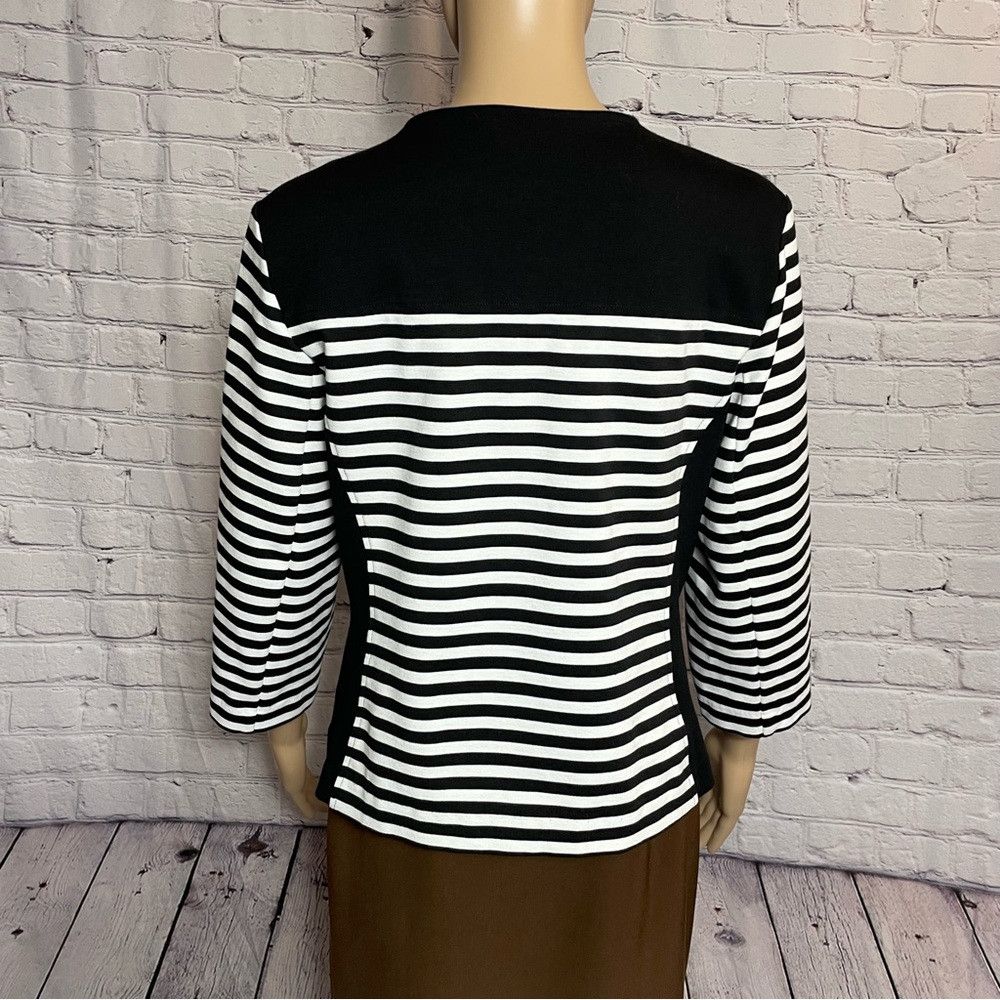 Chicos New Chico's Striped Blocked Moto Jacket Size 1 US M Size M / US 6-8 / IT 42-44 - 7 Thumbnail