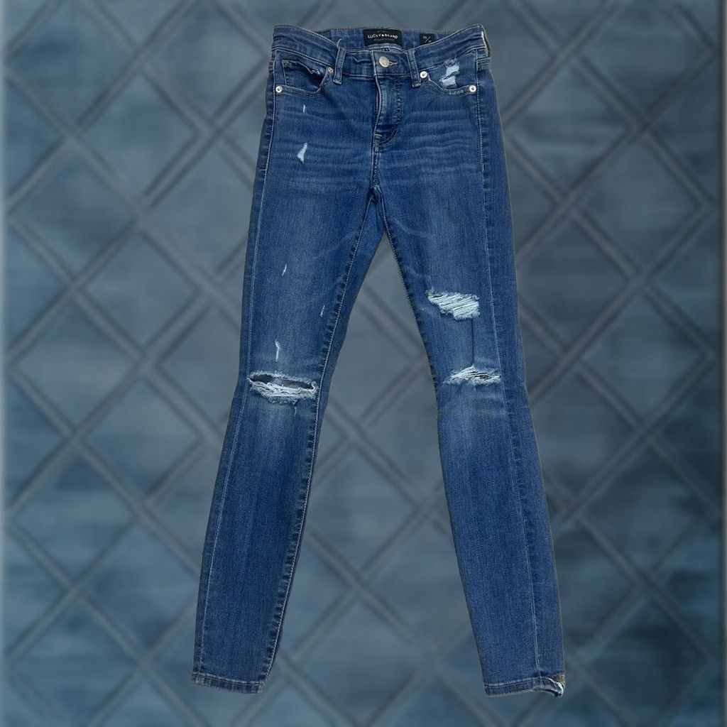 Lucky Brand VINTAGE Lucky Brand Ava Super Skinny Jeans Womens 00 / 24 Mid Rise Denim Stretch Pants Blue - Lucky Brand Jeans Womens Skinny Denim Stretch Size 25" / US 0 / IT 36 - 1 Thumbnail