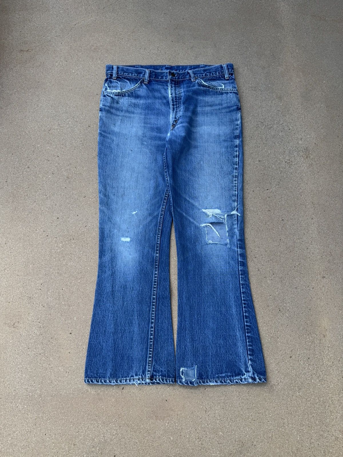 Vintage 70’s Levi’s 646 Big E Orange Tab Flare Jeans 36x30