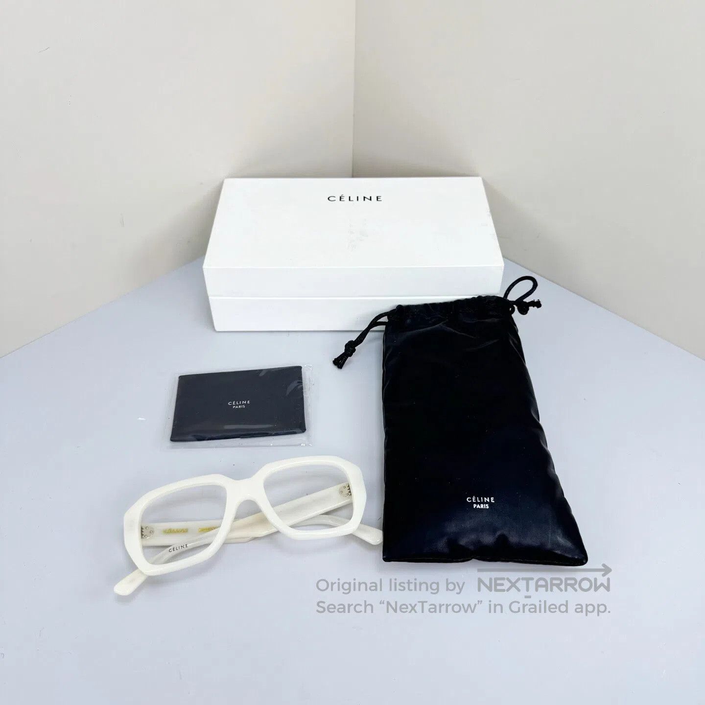 Celine CELINE White Gold Foil Letter Non-Prescription Glasses| Size ONE SIZE - 1 Thumbnail