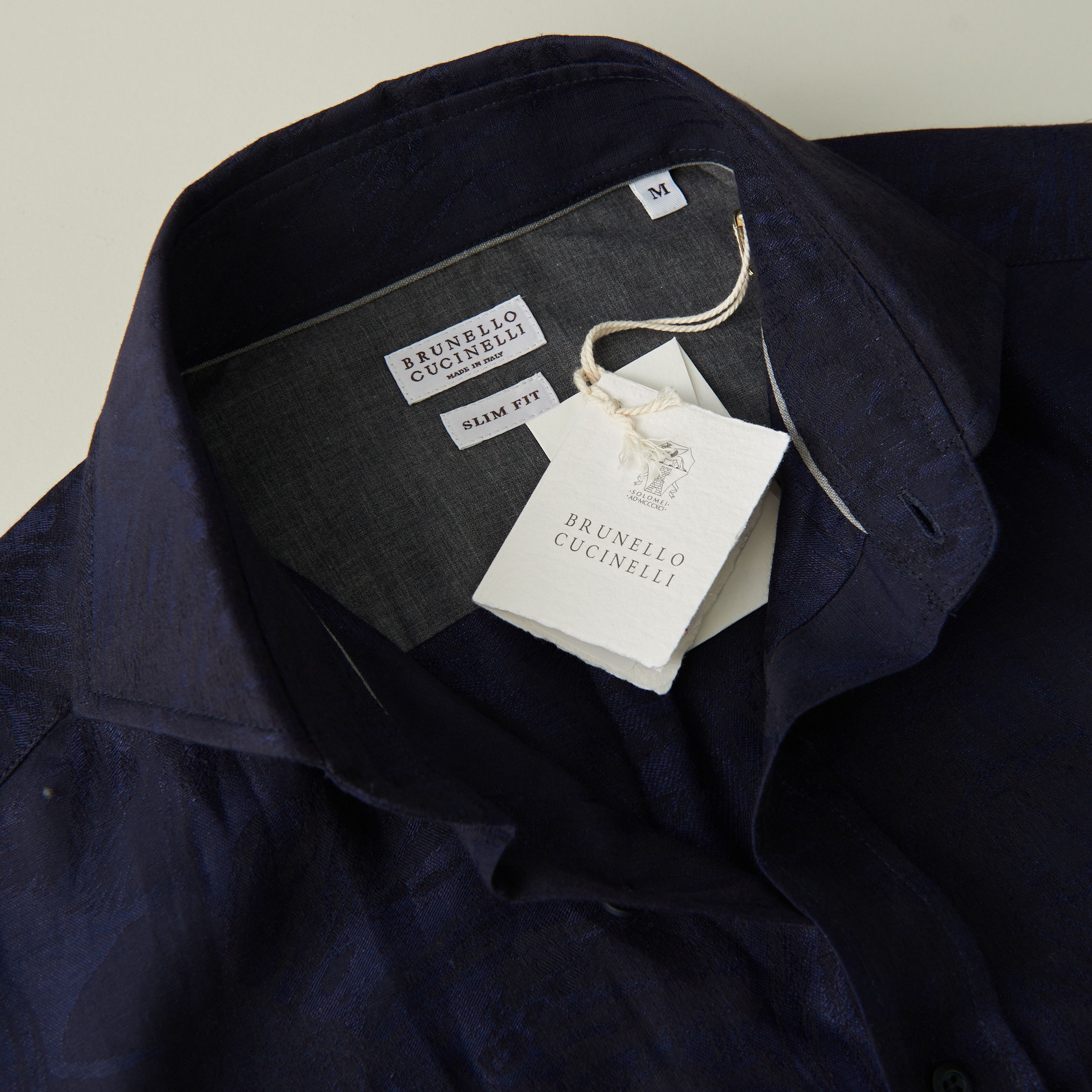 Brunello Cucinelli Palm Jacquard Slim Fit Shirt - Cotton & Linen, Spread Collar Size US XL / EU 56 / 4 - 9 Thumbnail