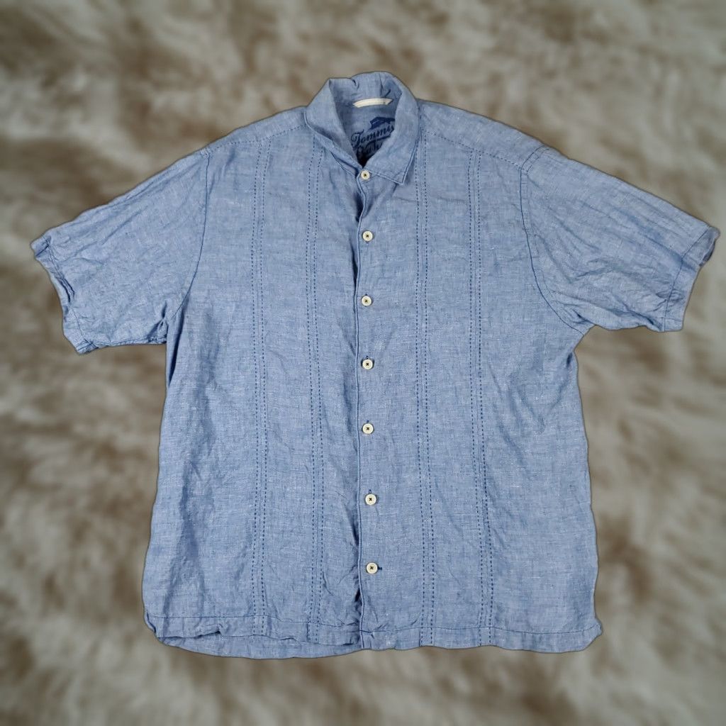Tommy Bahama Tommy Bahama Shirt Mens XL Blue Linen Hawaiian Button Up Short Sleeve Size US XL / EU 56 / 4 - 1 Thumbnail