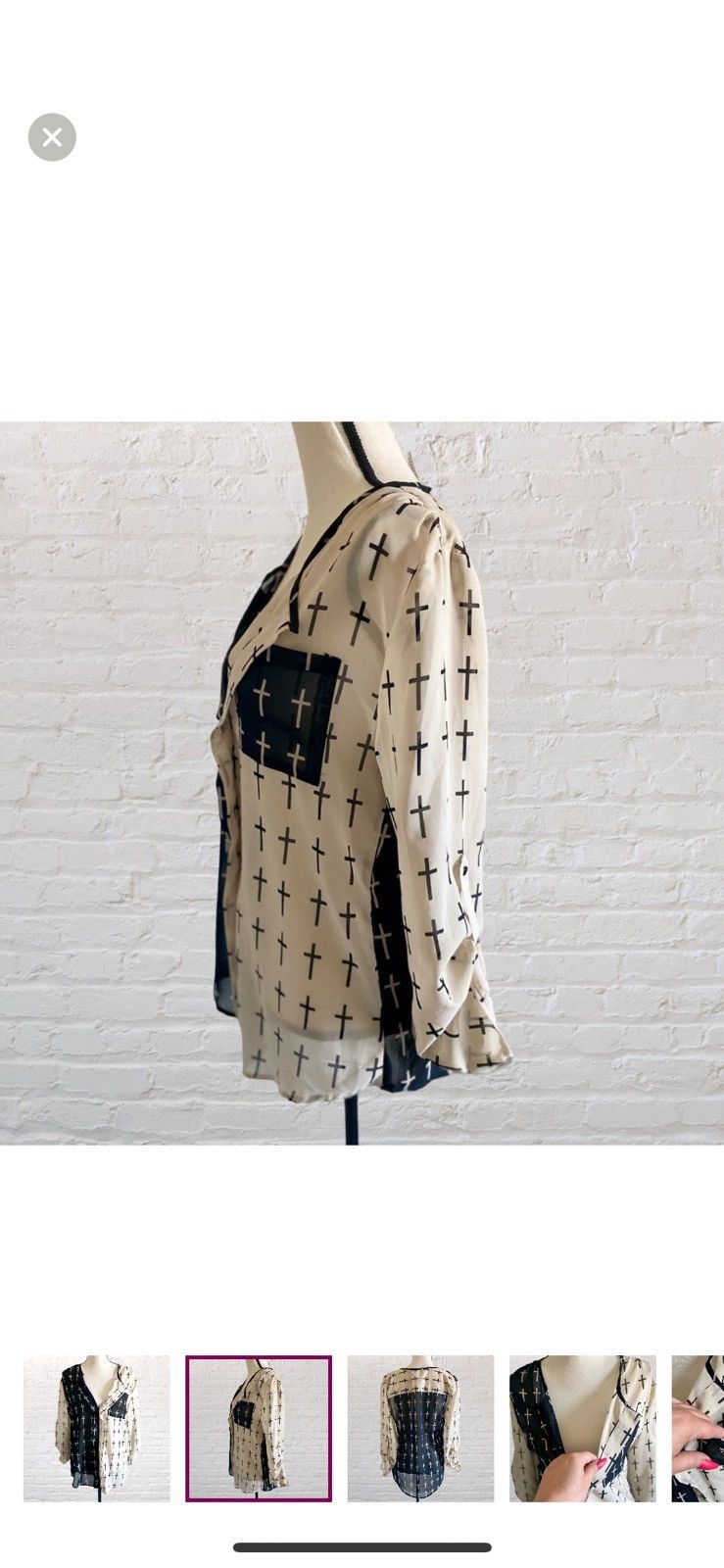Other DEEP PLUNGE CROSS PRINT PULLOVER BLOUSE TOP Size M / US 6-8 / IT 42-44 - 2 Thumbnail