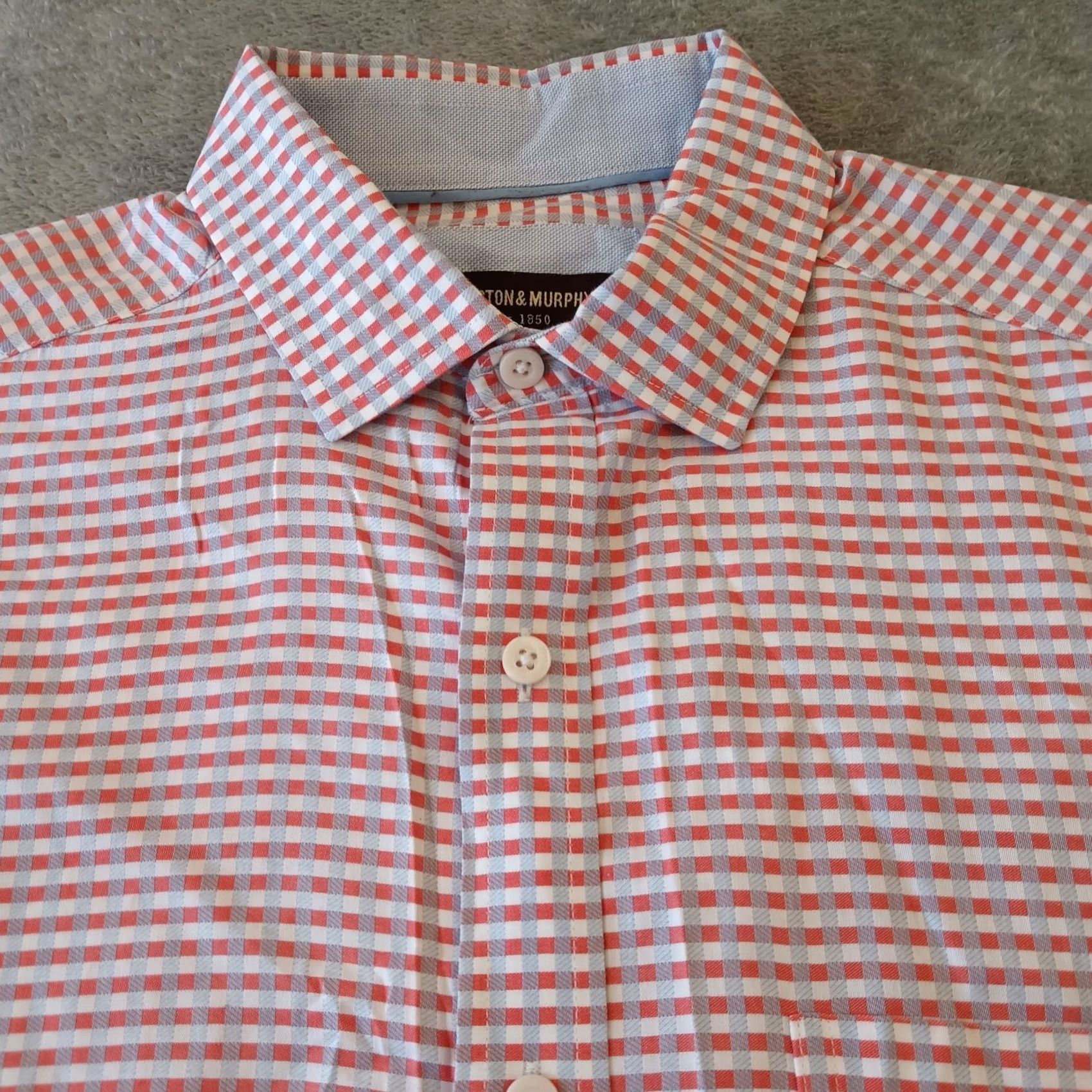 Johnston & Murphy Johnston & Murphy Shirt Mens Medium Orange Plaid Long Sleeve Button-Up Size US M / EU 48-50 / 2 - 3 Thumbnail