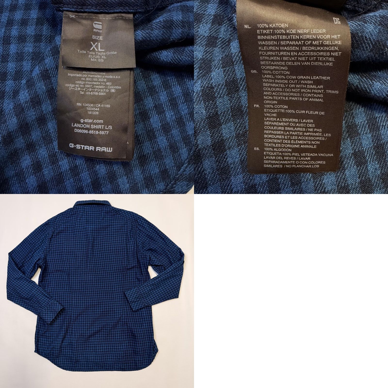 Vintage G-Star RAW Shirt Mens XL Blue Black Landoh L/S Check Plaid Button Front Casual Size US XL / EU 56 / 4 - 8 Thumbnail