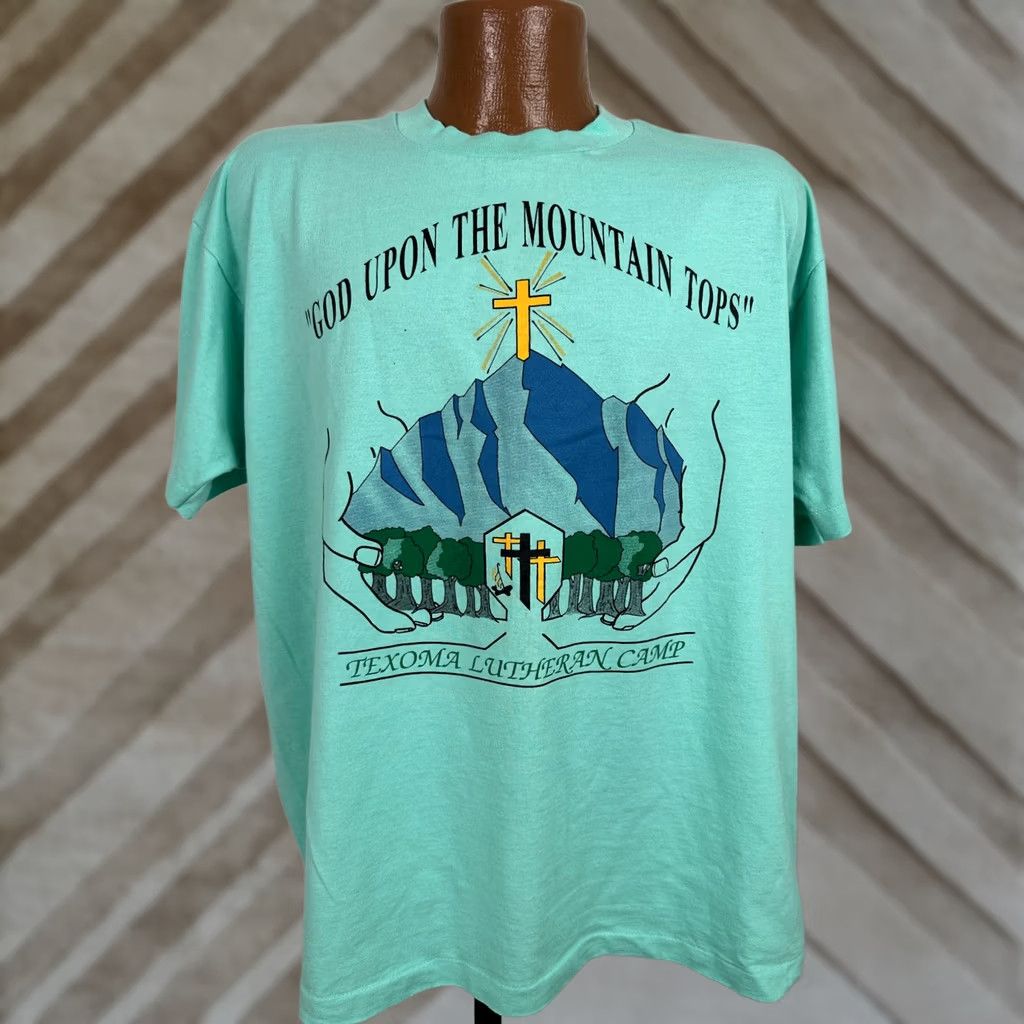 Fruit Of The Loom VINTAGE 90s Lutheran Christian Shirt XL God Upon Mountain Tops Nature USA Size US XL / EU 56 / 4 - 1 Thumbnail