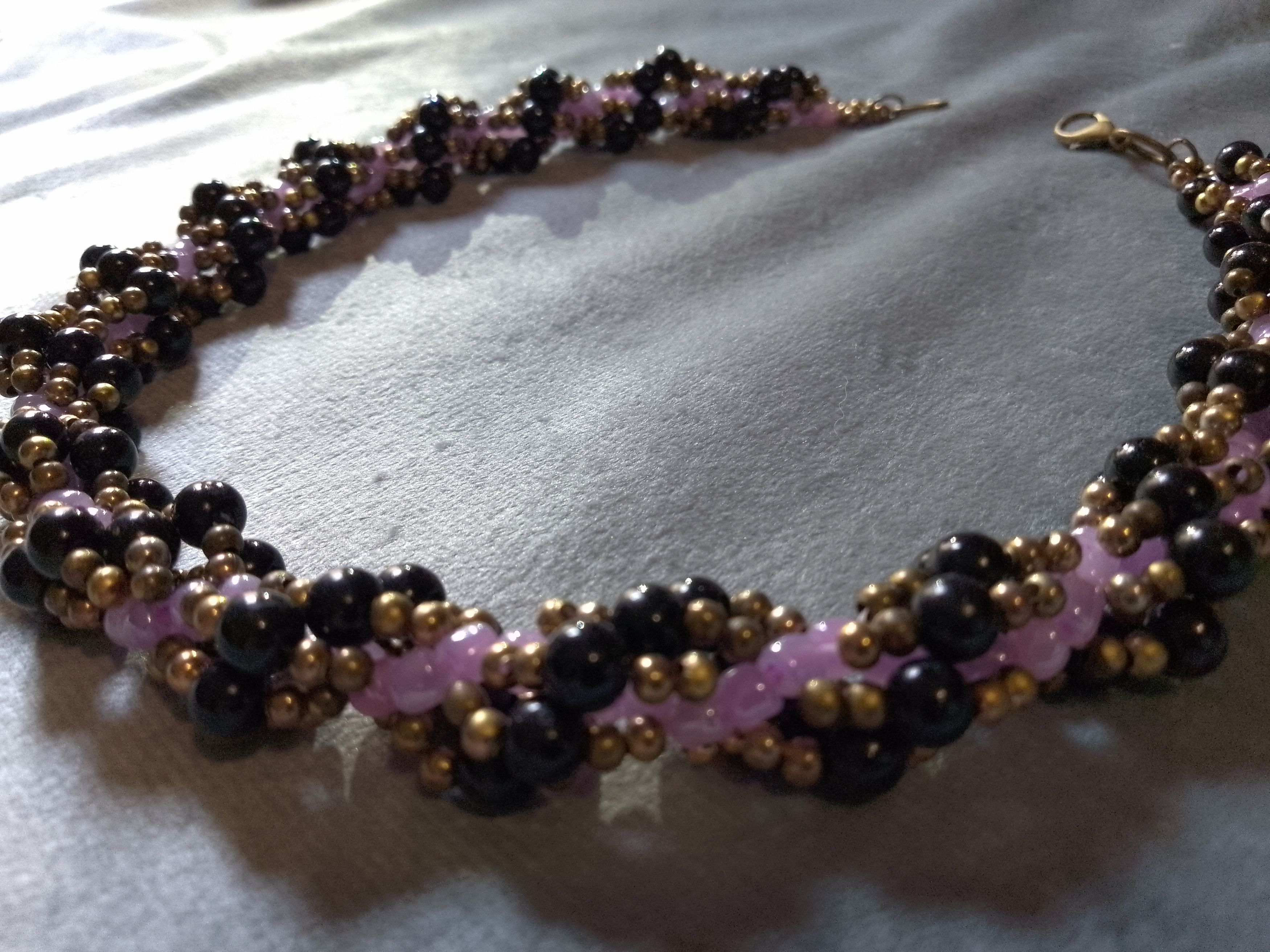 Handmade Necklace Black Pearls Tubular Vintage Style Elegant Size ONE SIZE - 2 Thumbnail
