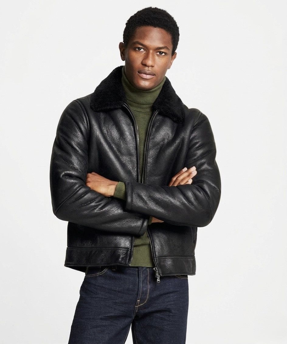 Todd Snyder Italian Shearling Leather Aviator Bomber Jacket Large Size US L / EU 52-54 / 3 - 1 Thumbnail