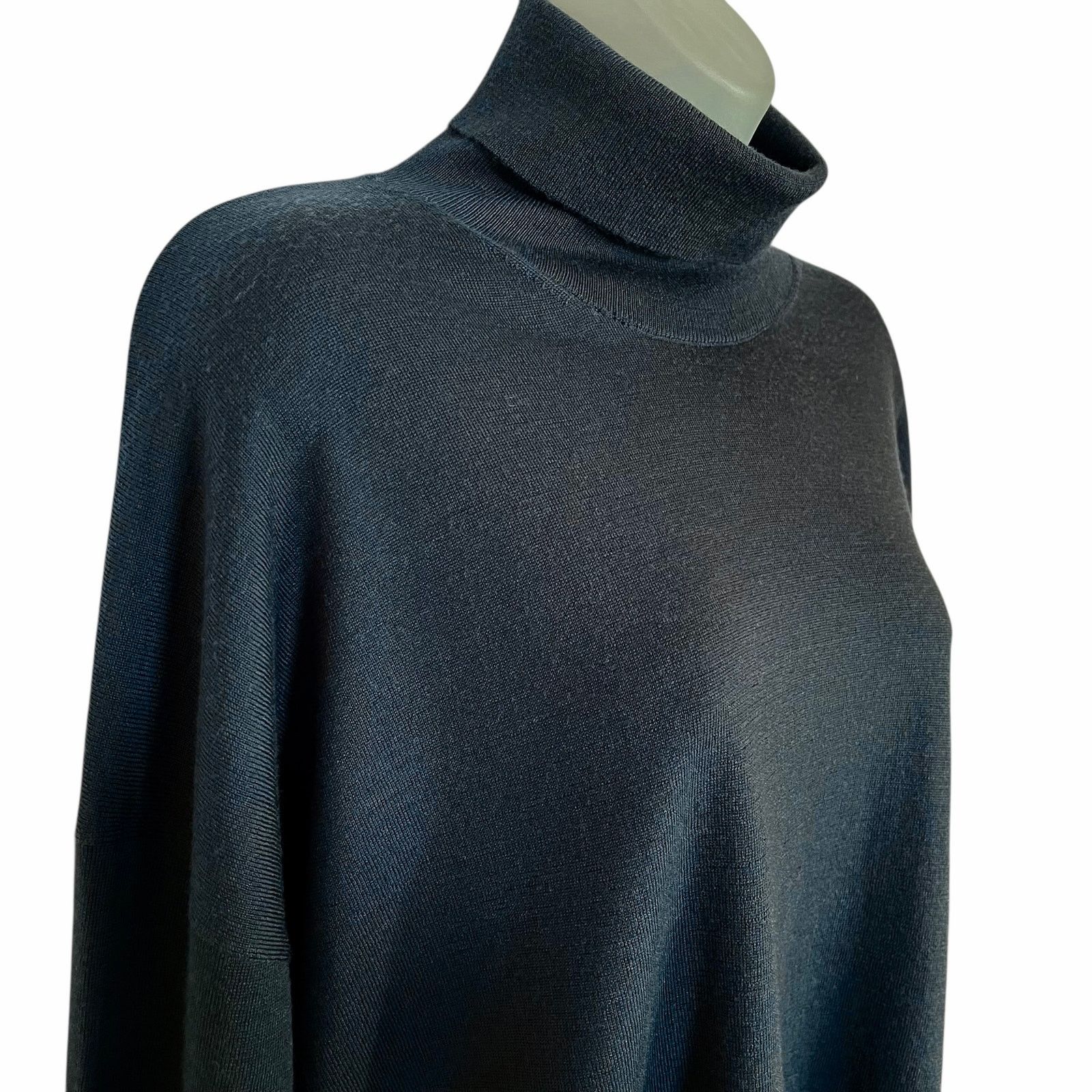 Allsaints Allsaints Navy Blue Wool Neo Turtleneck High-Low Sweater Size L / US 10 / IT 46 - 7 Thumbnail