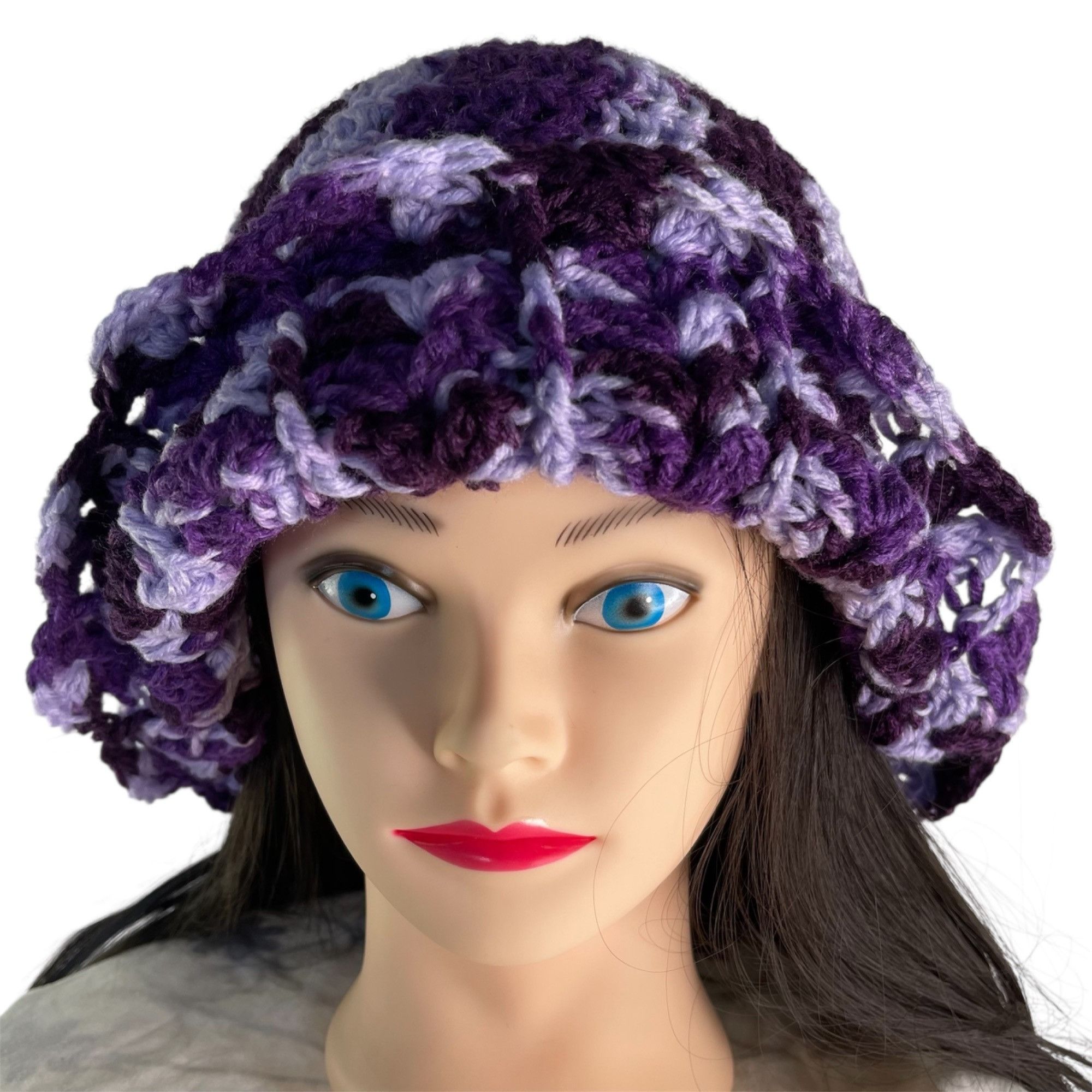 Handmade Crochet Bucket Hat Retro Cloche Style Purple Shsdes Handmade Size ONE SIZE - 1 Thumbnail