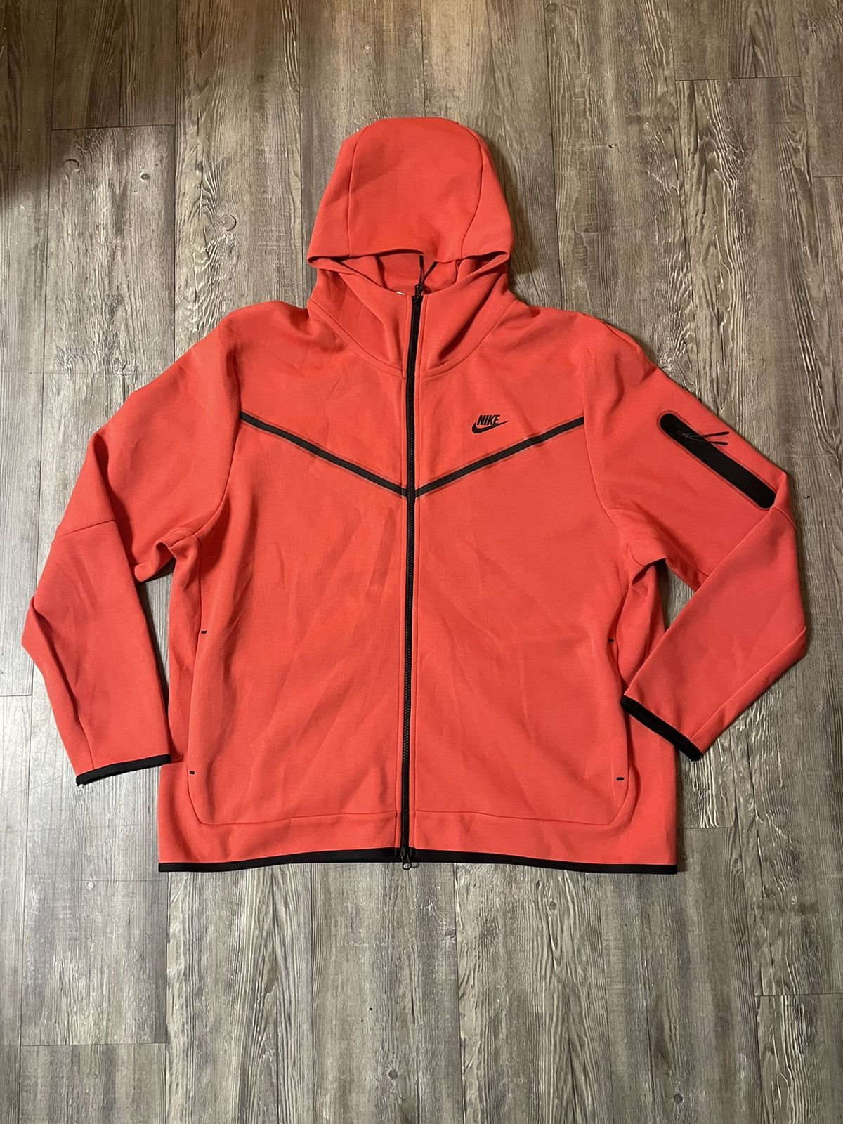 Nike Nike Tech Fleece Full Zip Hoodie Lobster Red Black Men XXL | Grailed