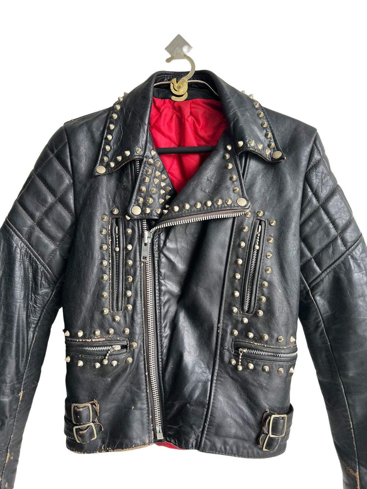 Kadoya 1980s Kadoya Style Stud Double Collar Leather Biker Jacket Size US M / EU 48-50 / 2 - 3 Thumbnail