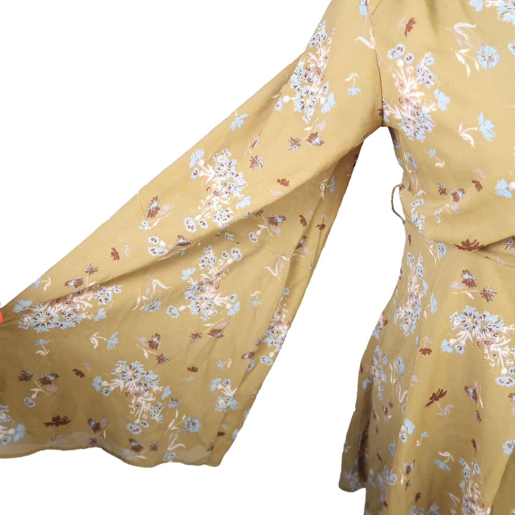 Free People Free People Mini Dress Bell Sleeve Floral Print Green M Womens V-Neck Slim A-Line Short Christmas? Size M / US 6-8 / IT 42-44 - 5 Thumbnail