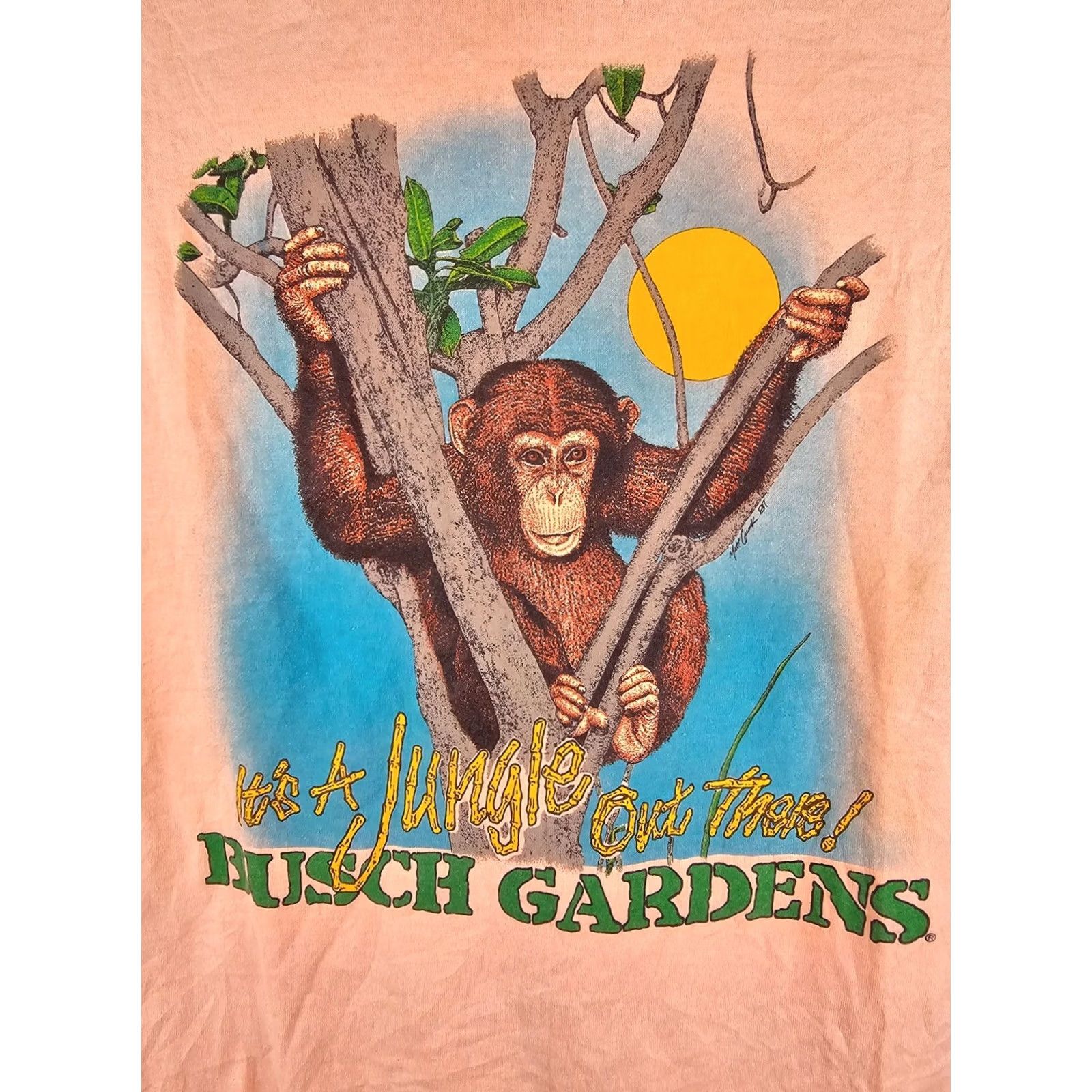 TEE JAYS VINTAGE Busch Gardens Chimpanzee 50/50 T-Shirt XLARGE Tee-Jays Shirt Men Beige Short Sleeve Round Neck 80's Concert-Theme"} Size US XL / EU 56 / 4 - 2 Thumbnail