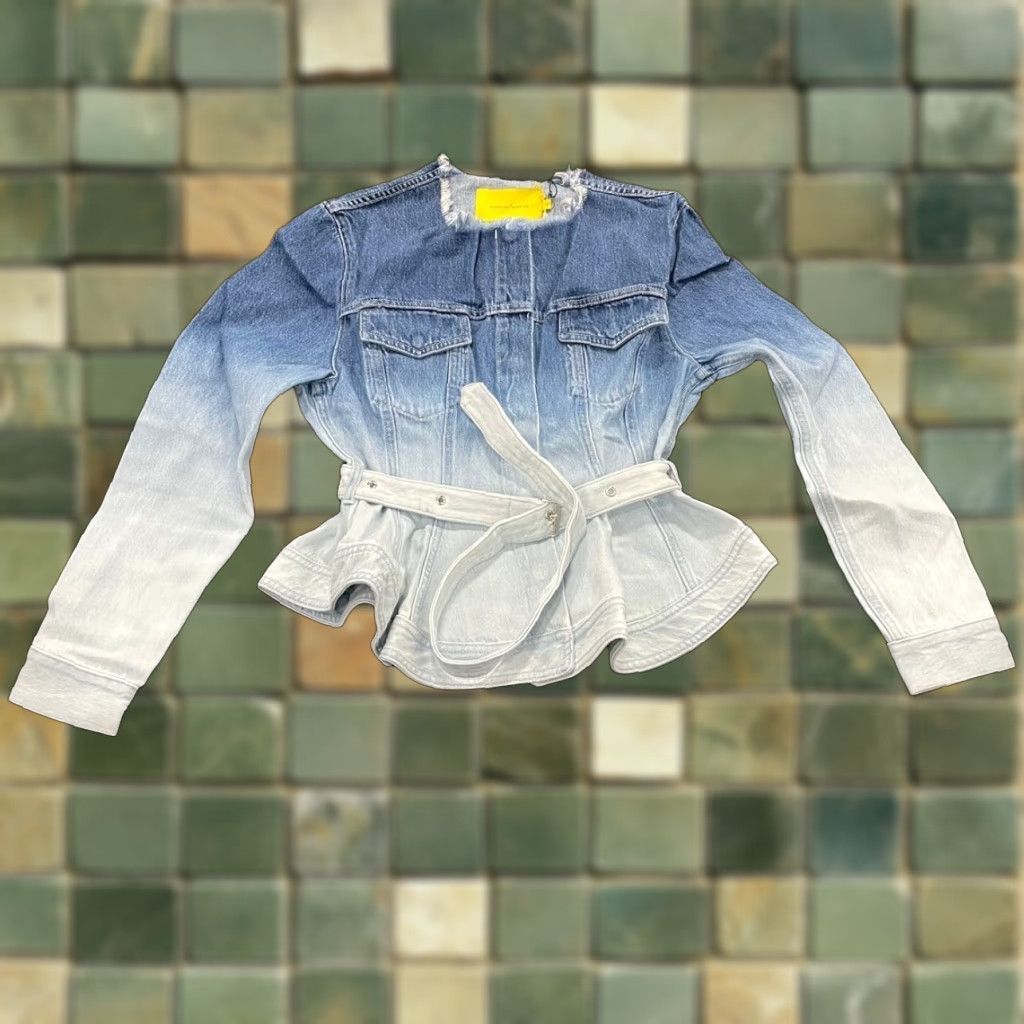 VINTAGE Marques Almeida Belted Denim Jacket Women’s Size 8 Blue 2010s Womens