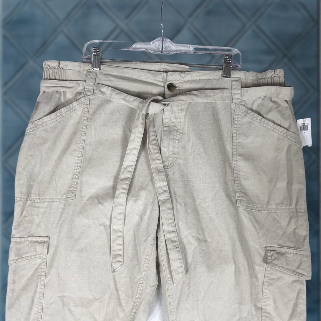 Old Navy Old Navy Cargo Tie Waist Pants Womens XL Beige Wishbone Straight Leg NWT Size 40" / US 18 - 1 Thumbnail
