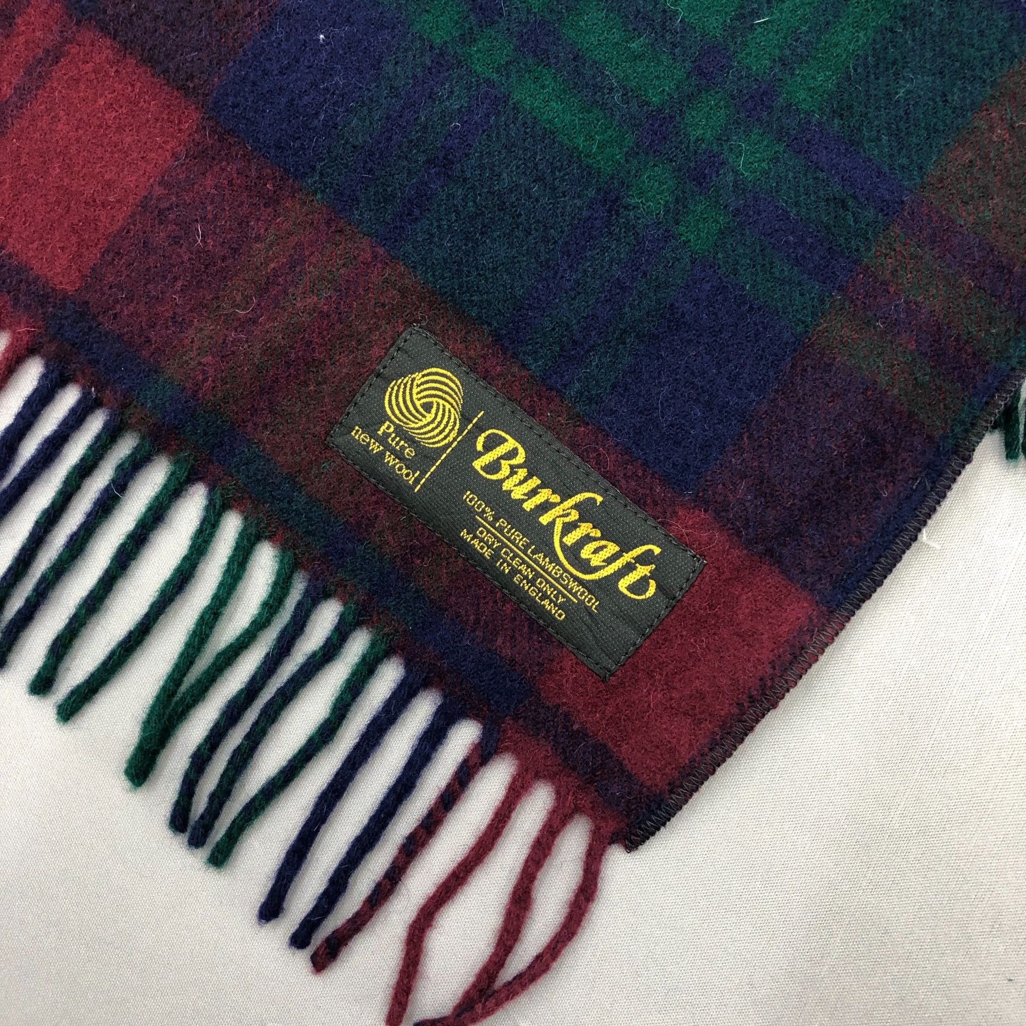 Japanese Brand Vintage Burkraft Scarf Muffler Wool Stole Wrap Plaid Scarves Size ONE SIZE - 5 Thumbnail
