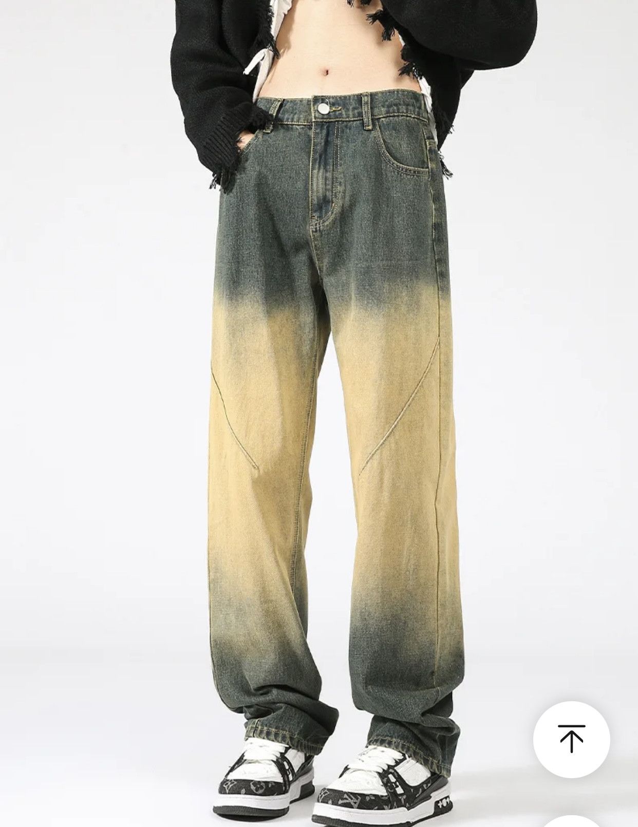 Denime × Japanese Brand Washed Old Jeans Men's Design Loose Tide Straight Pants Size US 31 - 4 Thumbnail