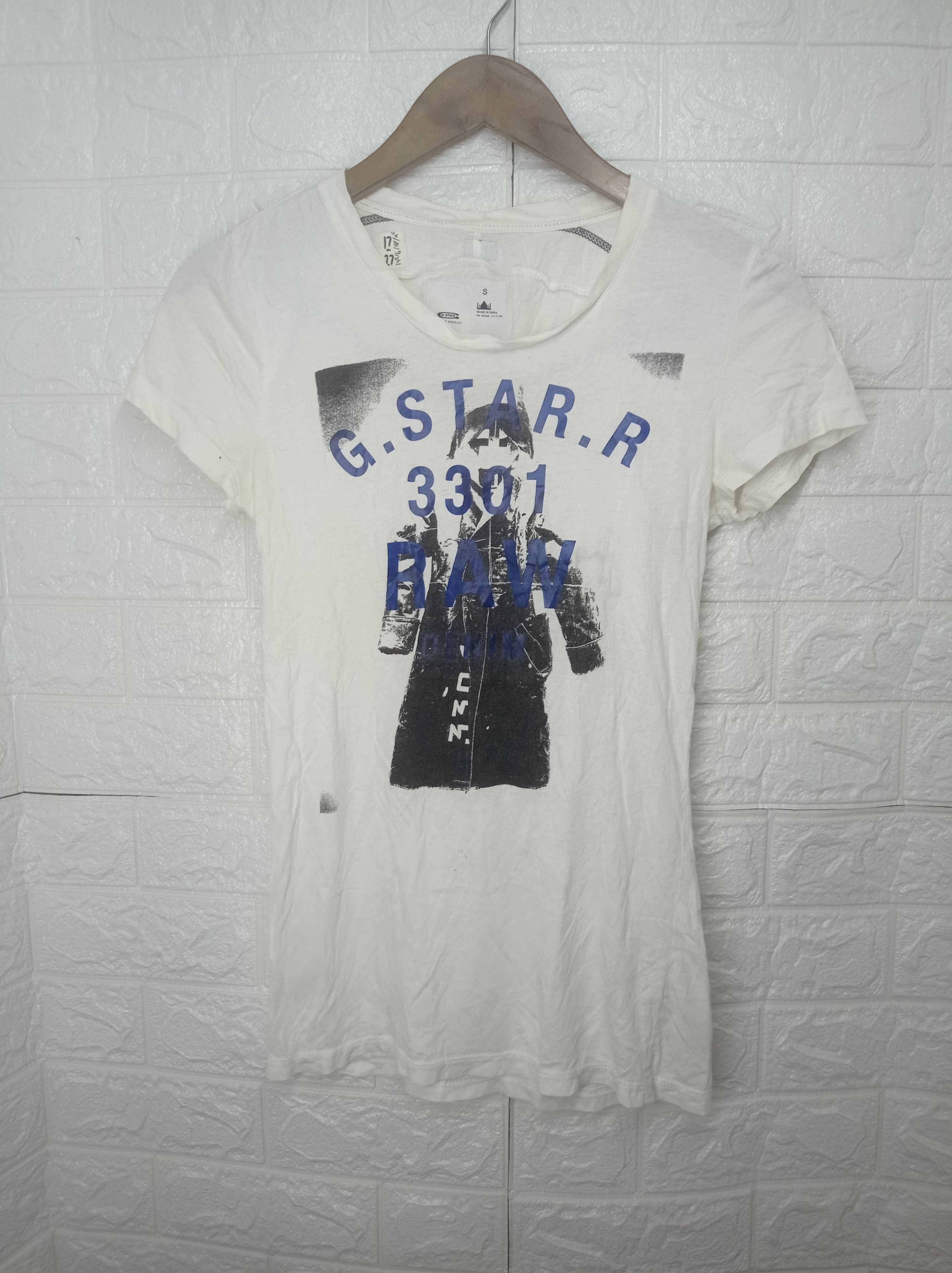 G-Star G STAR R 3301 RAW DENIM graphic WHITE TEE #GL 0008 Size S / US 4 / IT 40 - 1 Thumbnail
