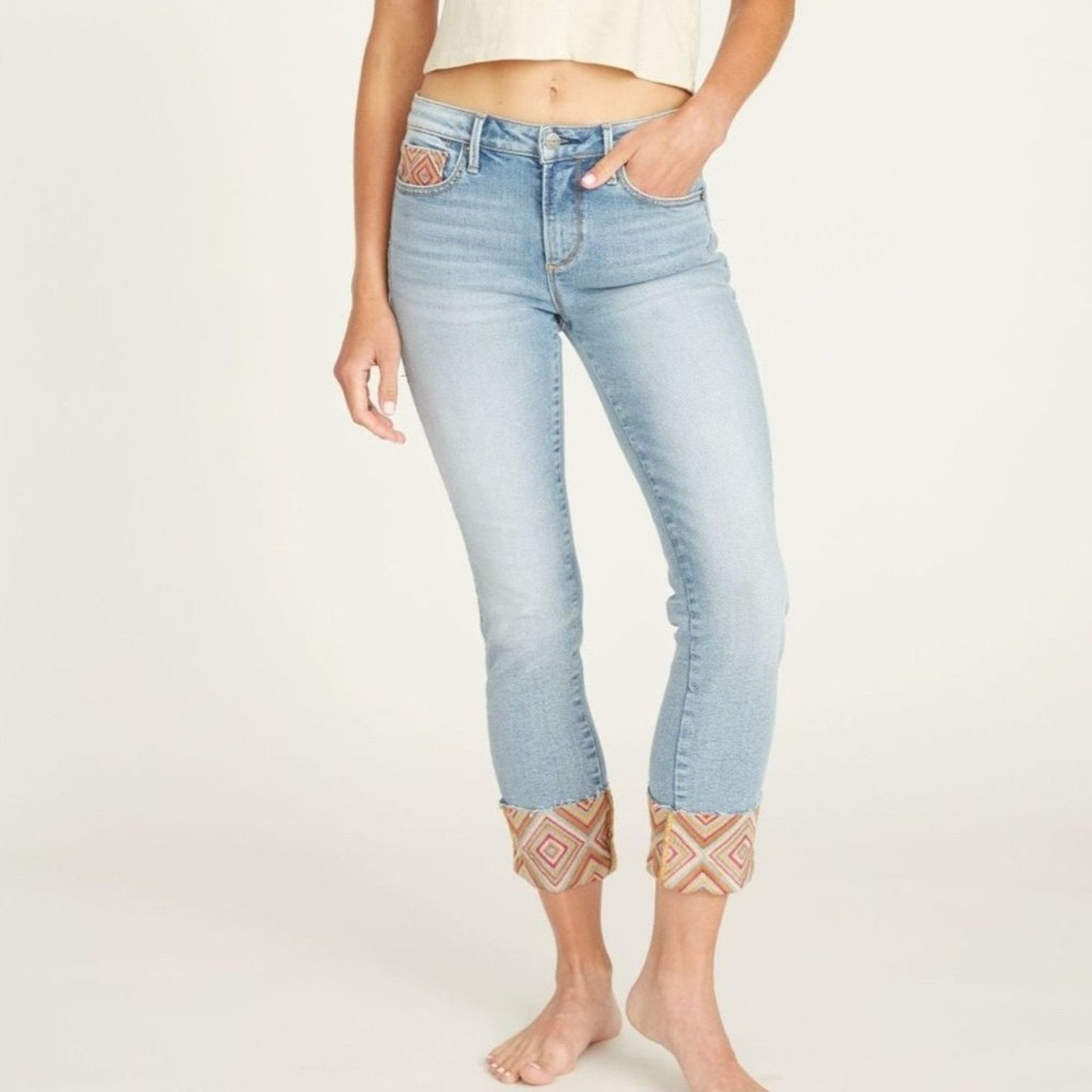 Other Driftwood Colette Crop Jean Diamond Daze Blue Embroidered 33 Size 33" - 1 Thumbnail