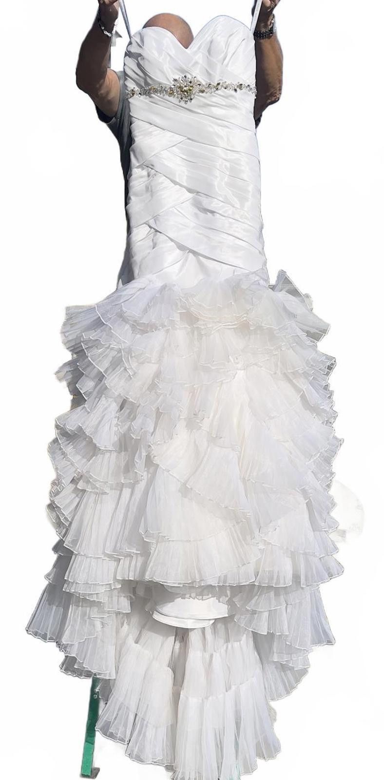 Other Alfred Angelo Elegant White Ruffled Formal Wedding Dress Size M / US 6-8 / IT 42-44 - 5 Thumbnail
