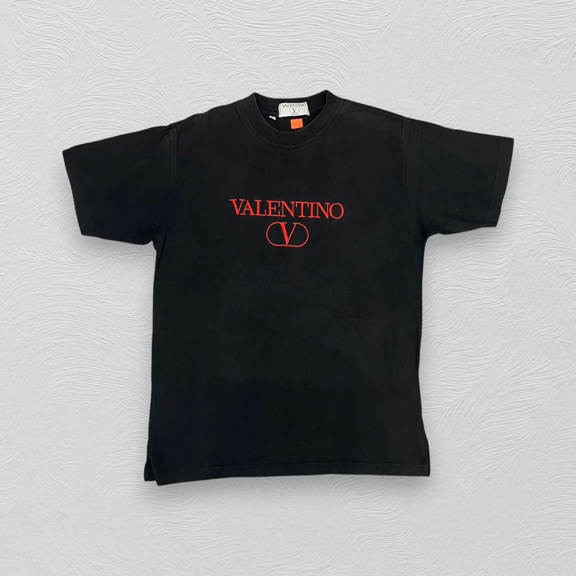 Valentino Embroidered Stretch Linen Blend T-Shirt | Grailed