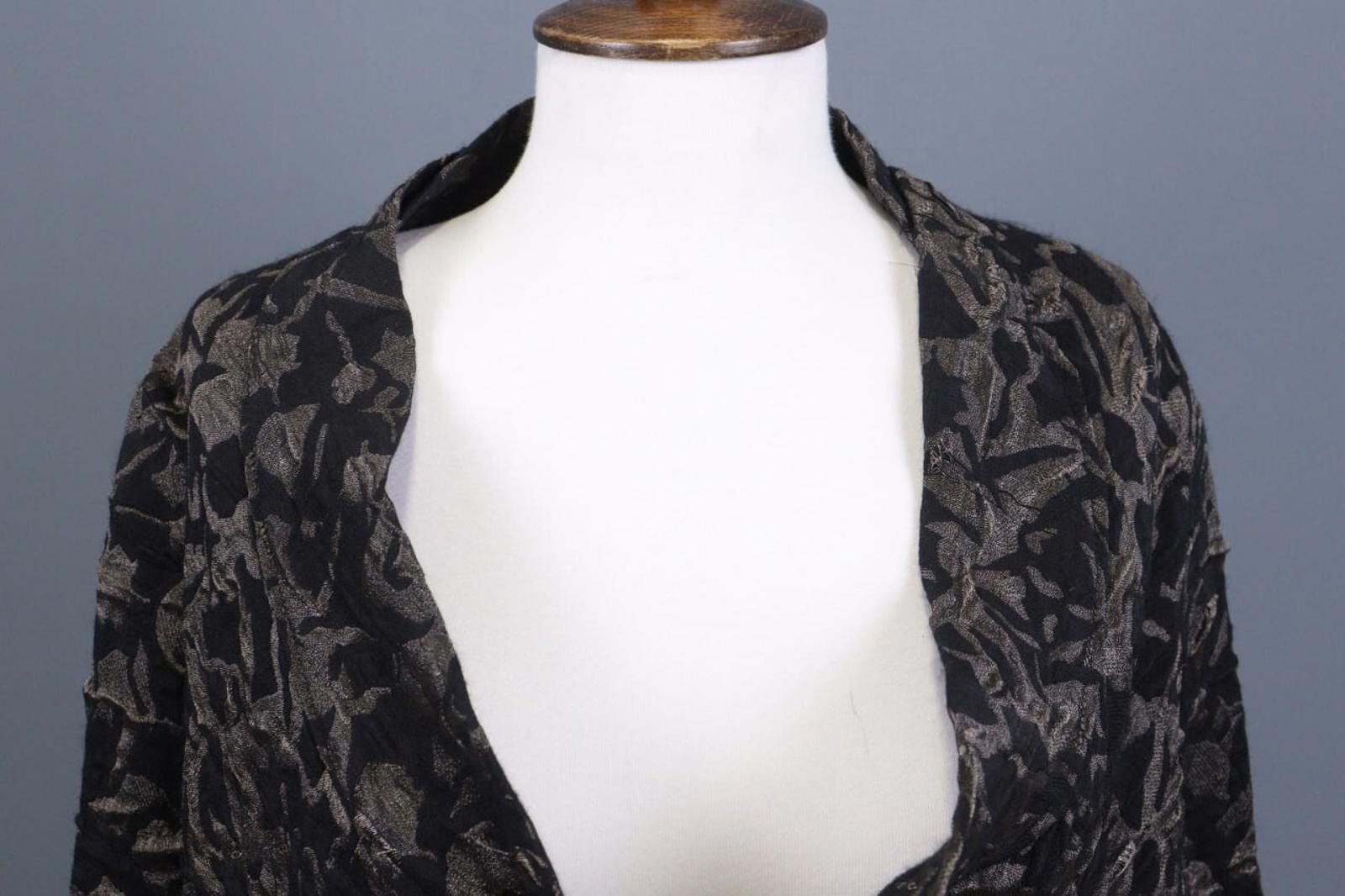 Designer Ischiko Black Lagenlook Wool Knit Cardigan Sweater US 12 Size XL / US 12-14 / IT 48-50 - 6 Thumbnail