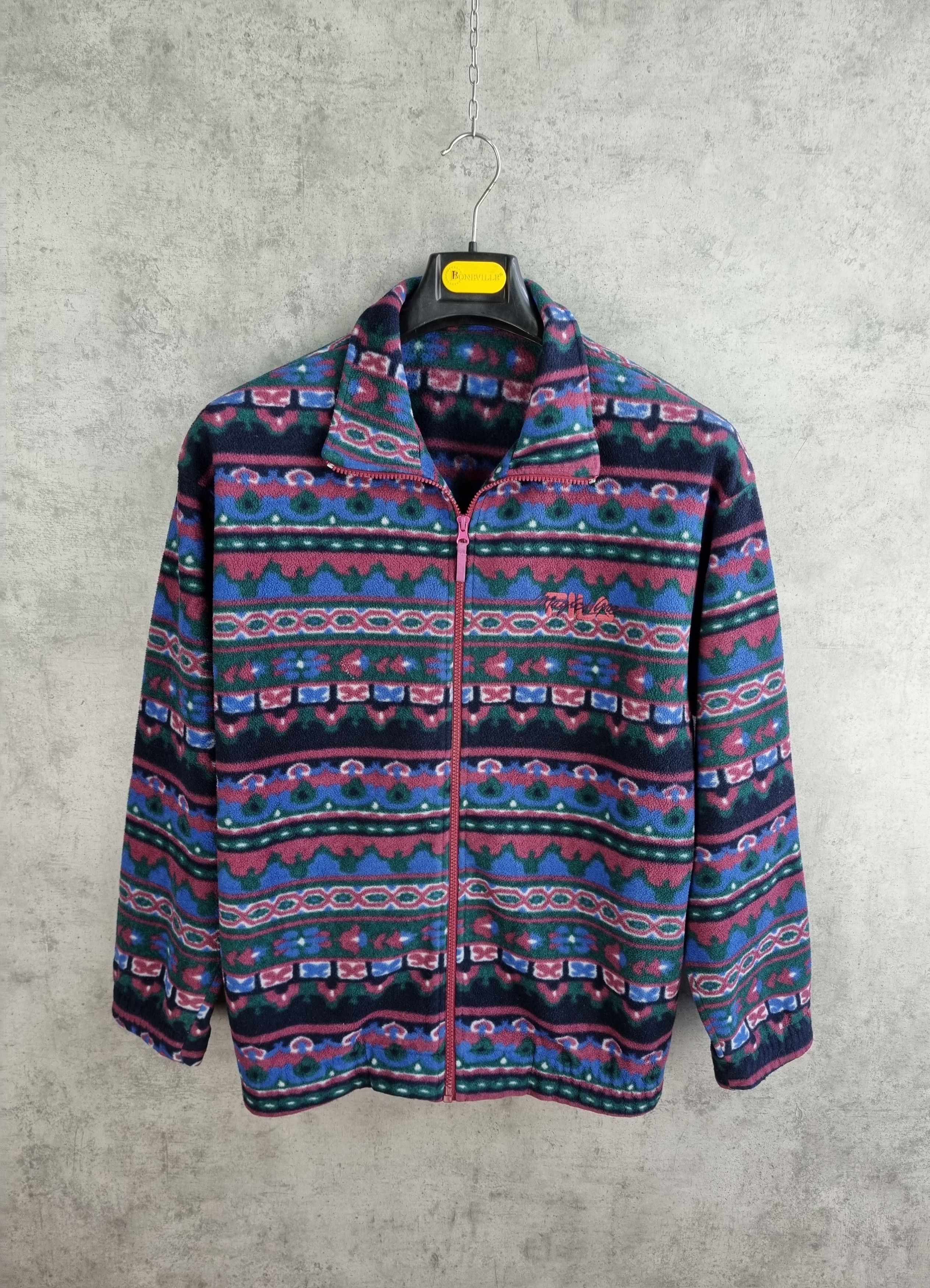 image of 90's Italian Fila Magic Line Fleece Abstract Paisley Print in Mix, Men's (Size Medium)