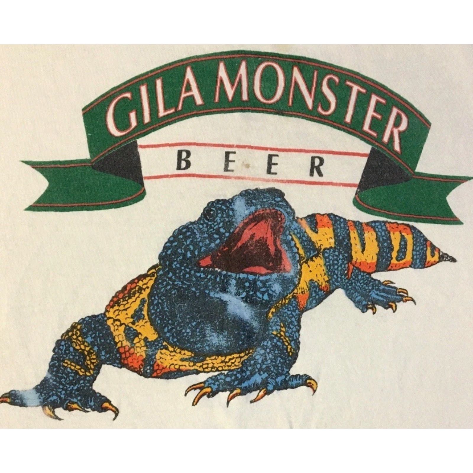 Vintage Vtg 90s Gila Monster Beer Faded Distress Shirt XXL White Men T-Shirt Bar Biker Humor Rock Grunge Retro USA Size US XXL / EU 58 / 5 - 2 Thumbnail