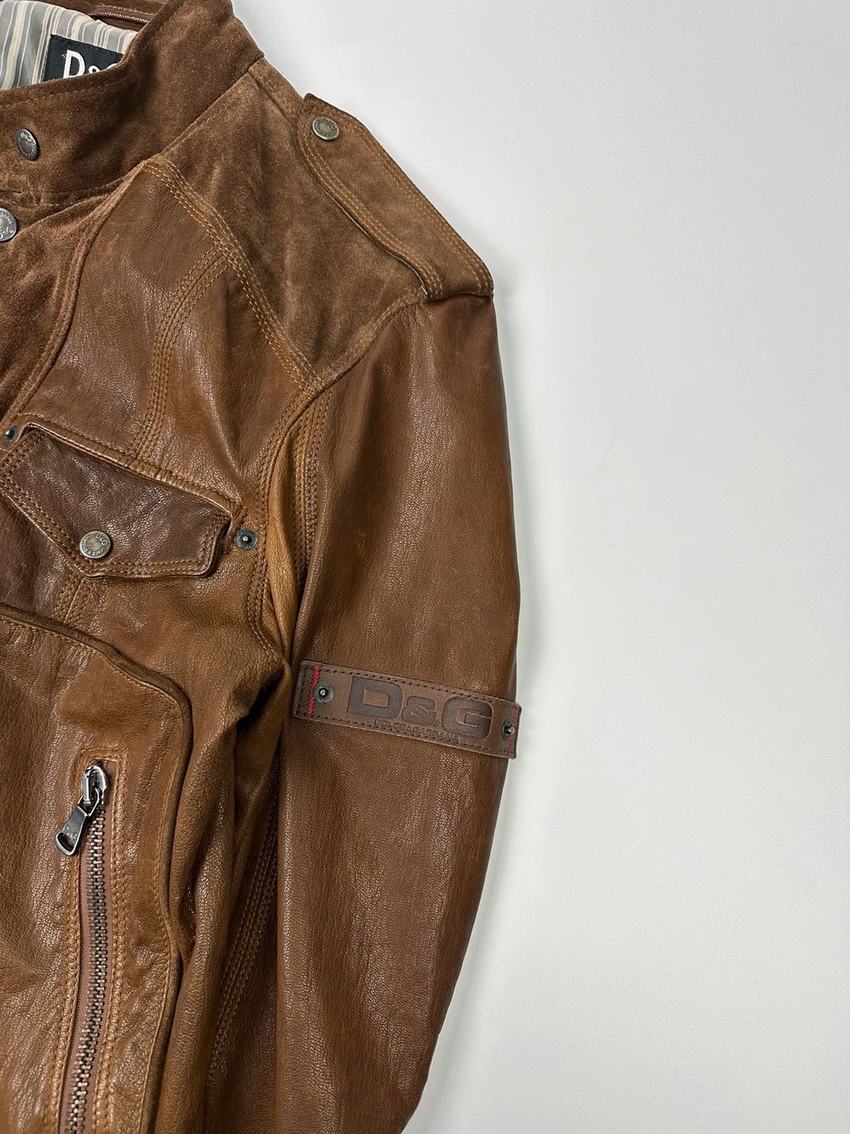 Dolce & Gabbana Dolce & Gabbana Leather Suede Brown Flight Bomber Jacket Size US M / EU 48-50 / 2 - 2 Thumbnail