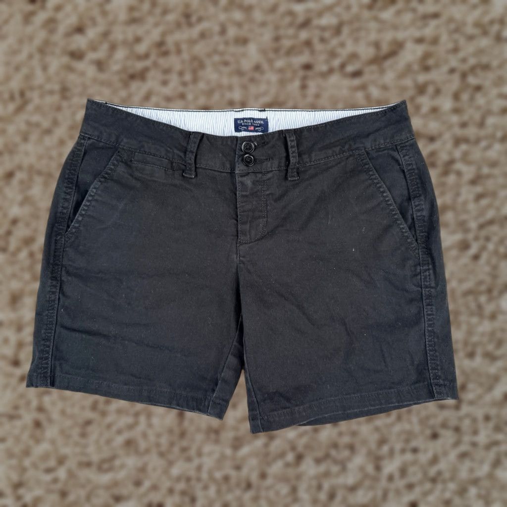 Vintage US Polo Assn Shorts Womens 8 Black Chino Cotton Blend Twill Casual 30x6 Size 30" / US 8 / IT 44 - 1 Thumbnail